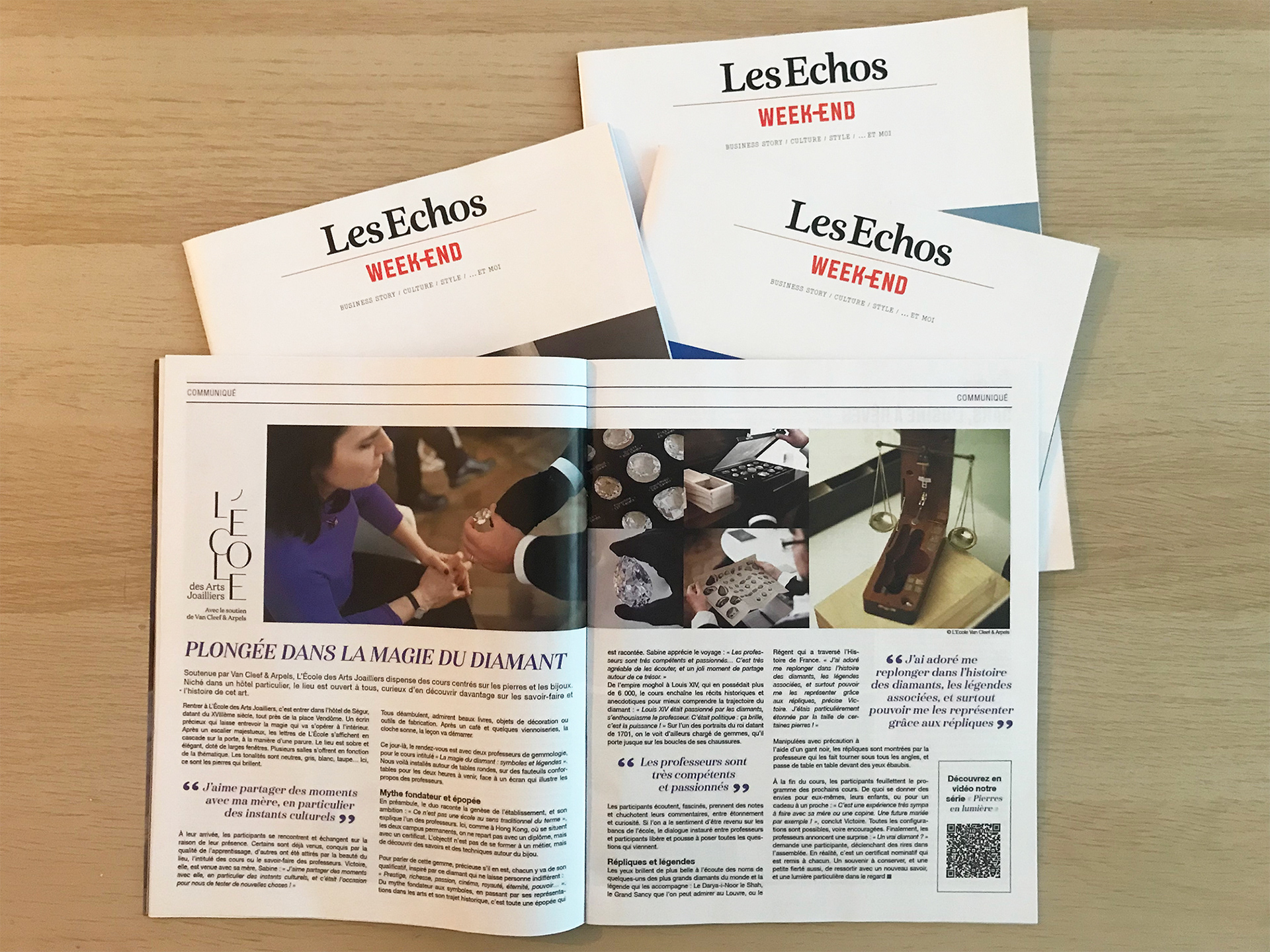 Les Echos Week-end : double page L'École des Arts Joailliers