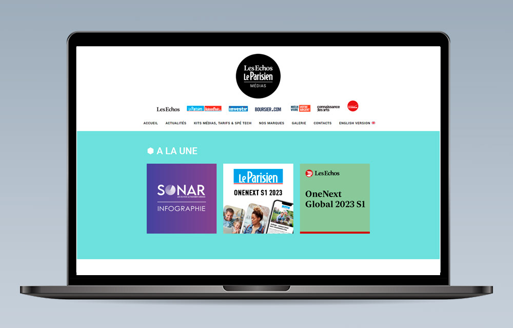 Mise à jour du site Internet de la régie Les Echos-Le Parisien Médias : mises en avant visuels, articles, calendriers digitaux, tarifs...