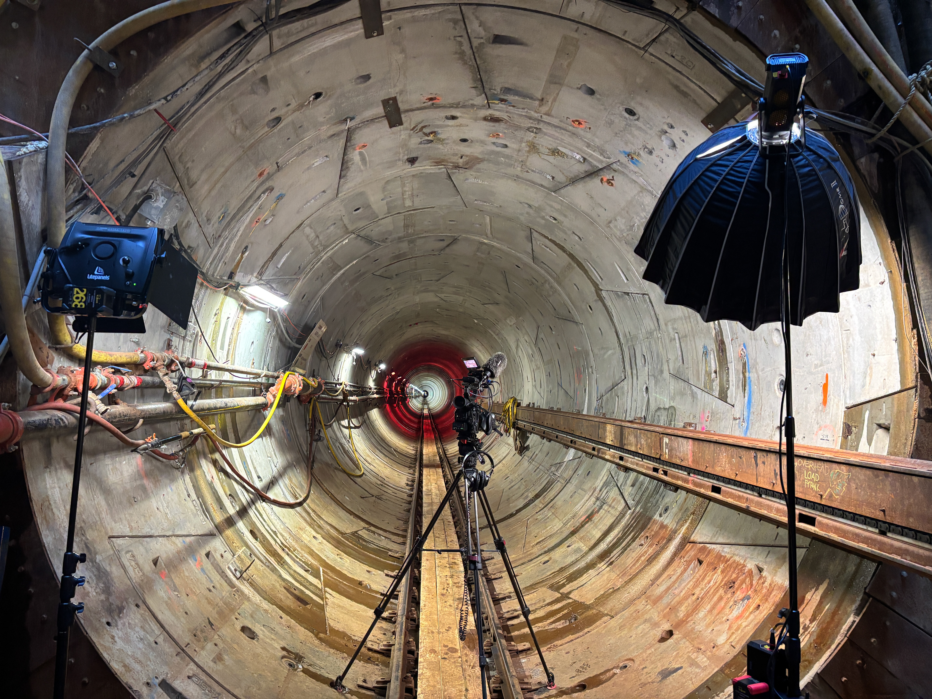 Filming location at the entrance to the tunnel running under the Fraser river