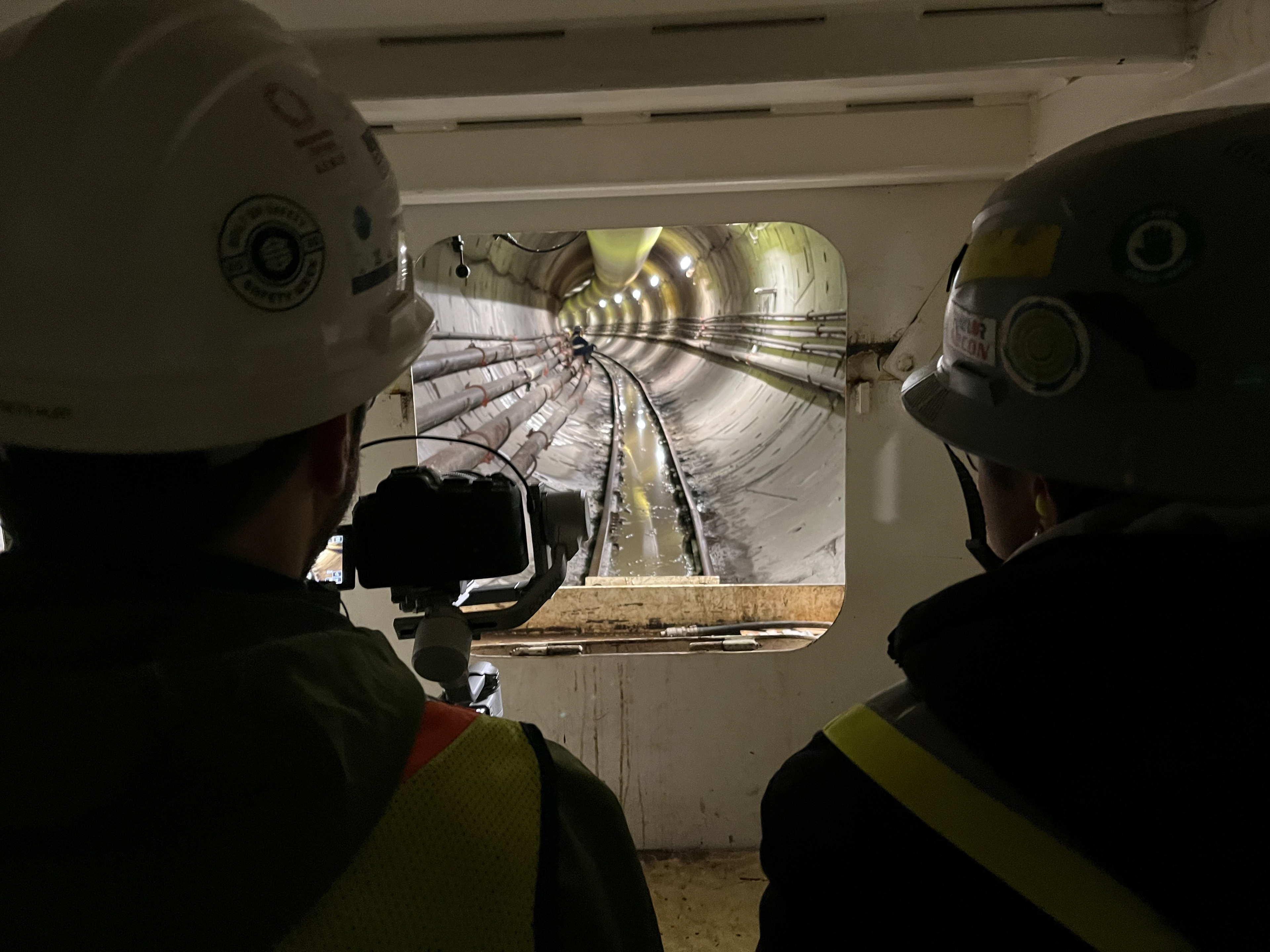 30 metres below the Fraser river, on a train to the shoot location