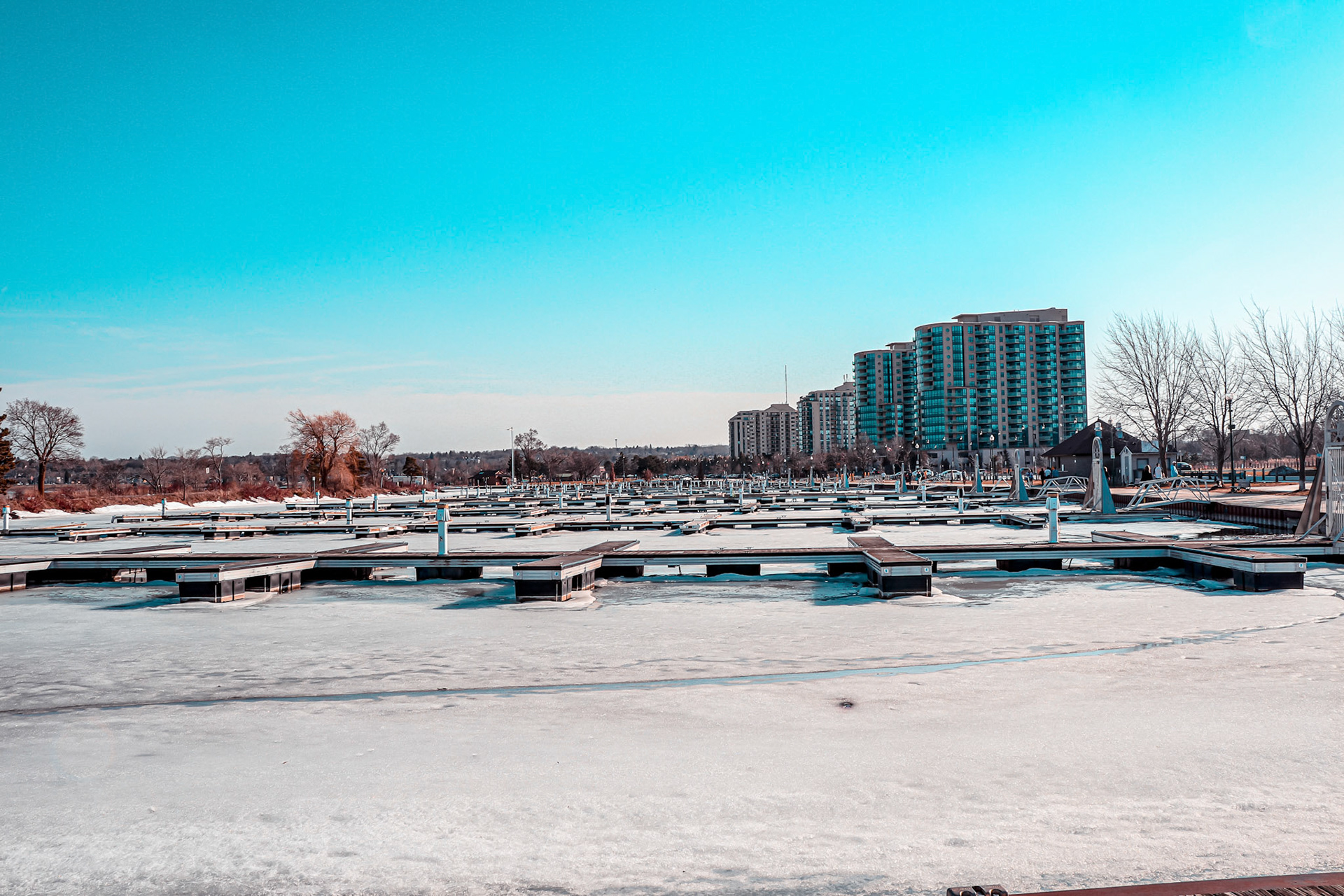 Empty Frozen Boat Dock Kempenfelt Bay