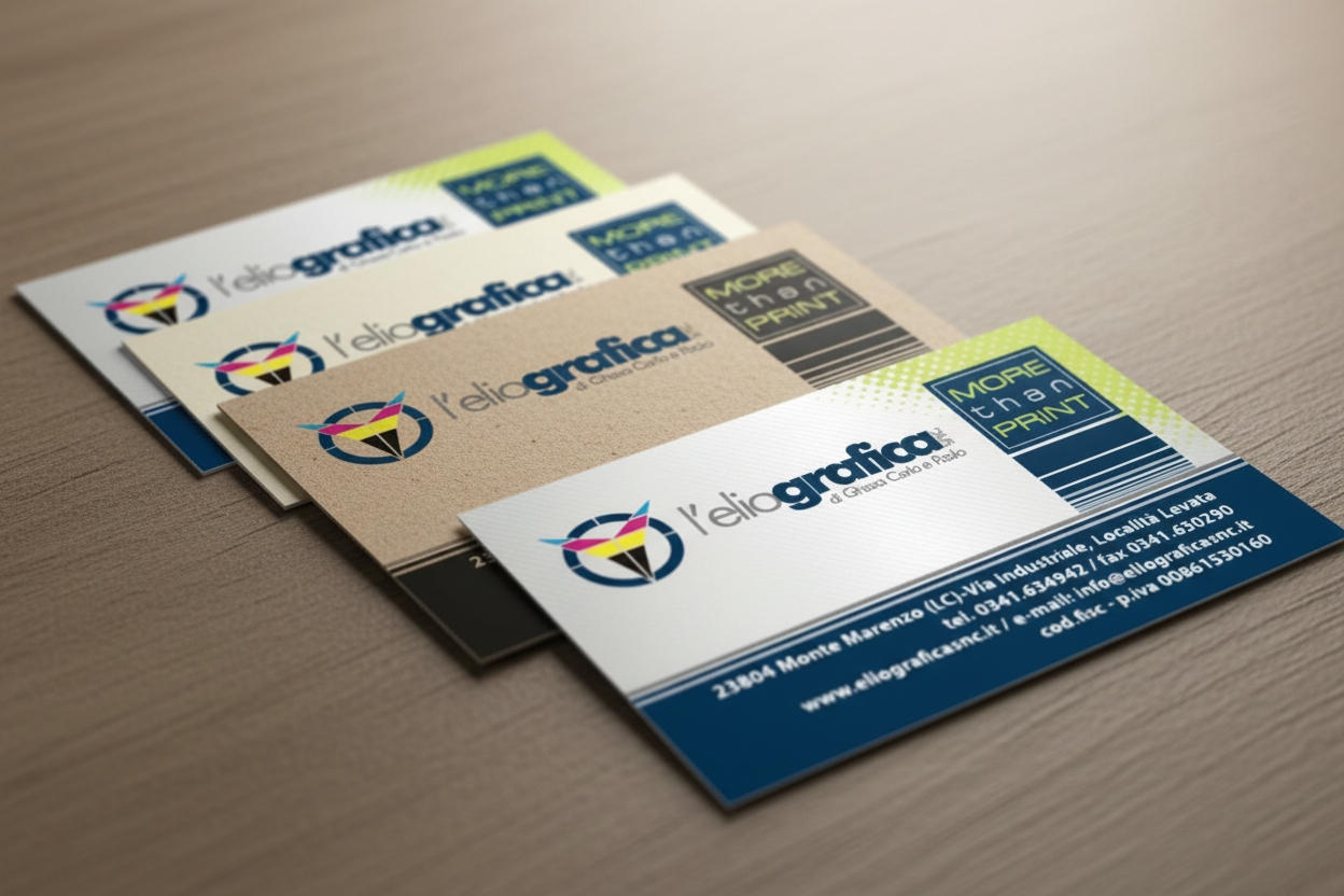 biglietti da visita su diversi supporti