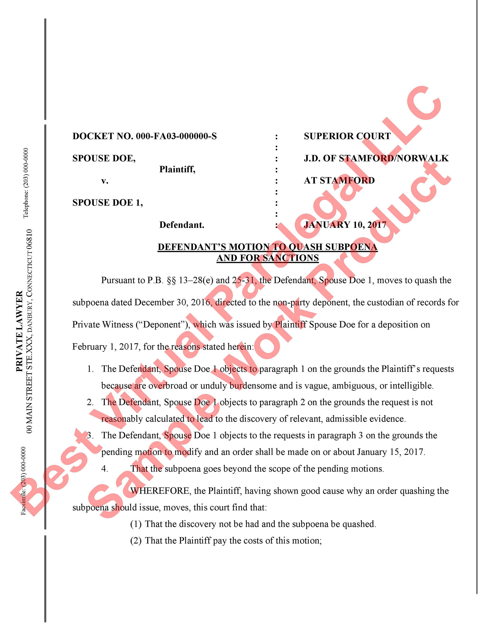 State of Connecticut - Motion to Quash