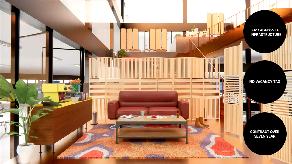 Based on 7 years, the project would give gig workers 24/7 access to the platforms, as this office building operates throughout the night as well.