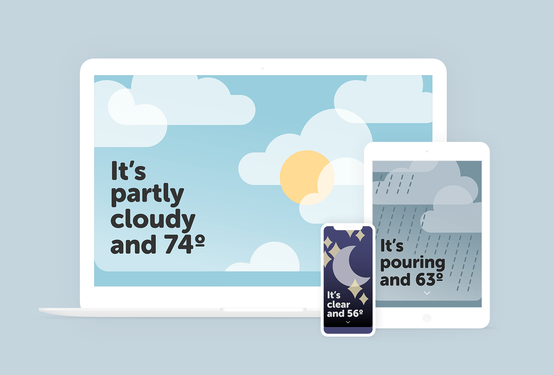 Responsive weather app mockup