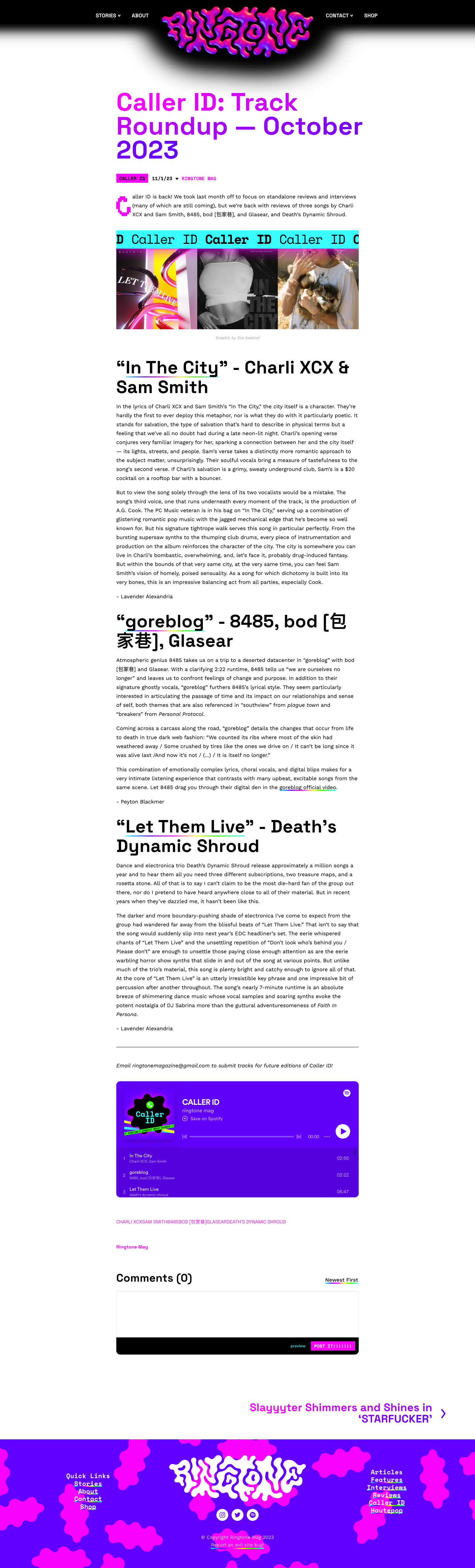Caller ID music roundup article