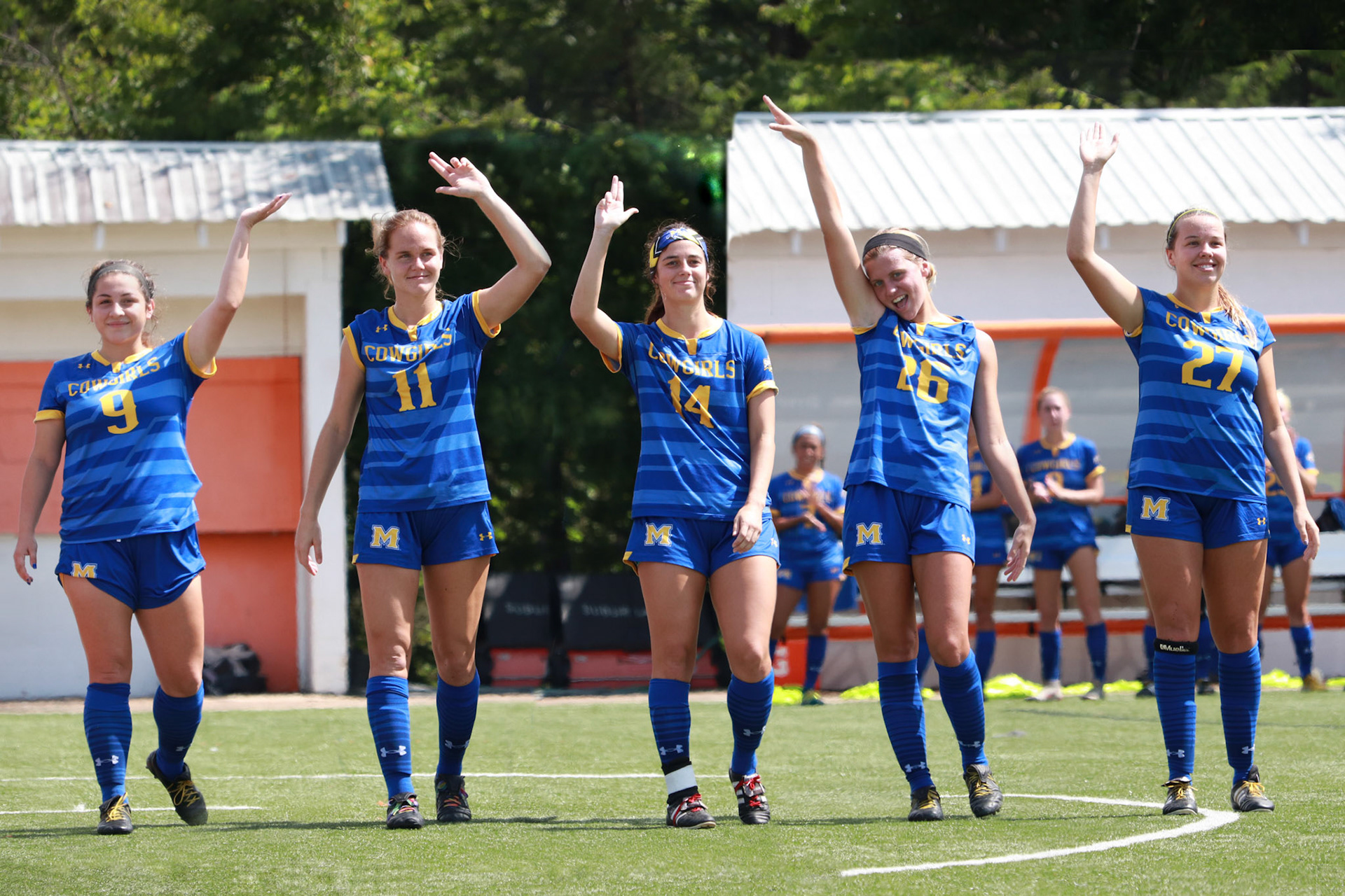 9 - Dayna Garcia, 11 - Nola Prickett, 14 - Morgan Middleton, 26 - Erin Winters, 27 - Sarah Clayton