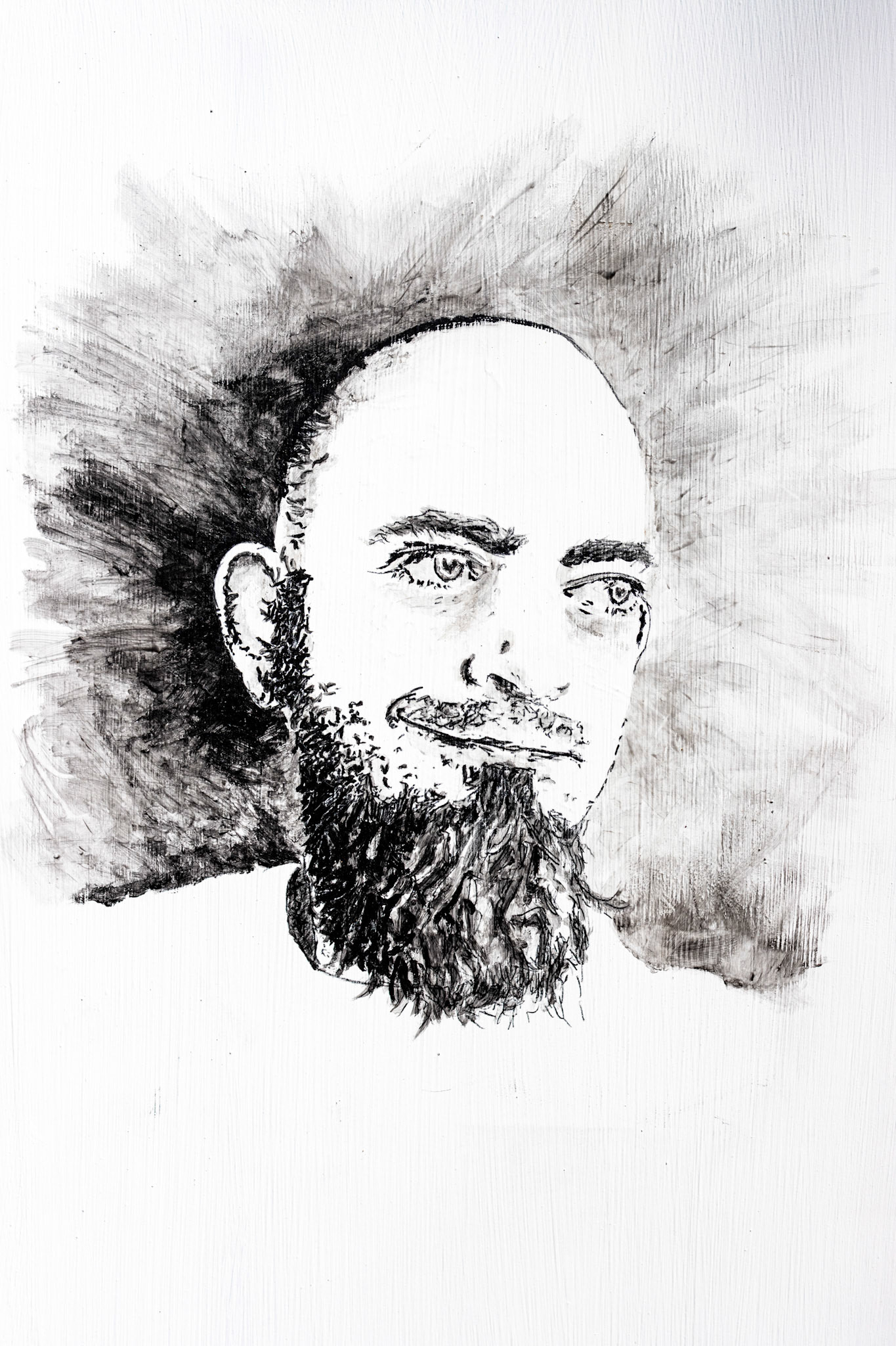 Untitled, Acrylic paint and Carbon paper on wood, 24 x 12 inches