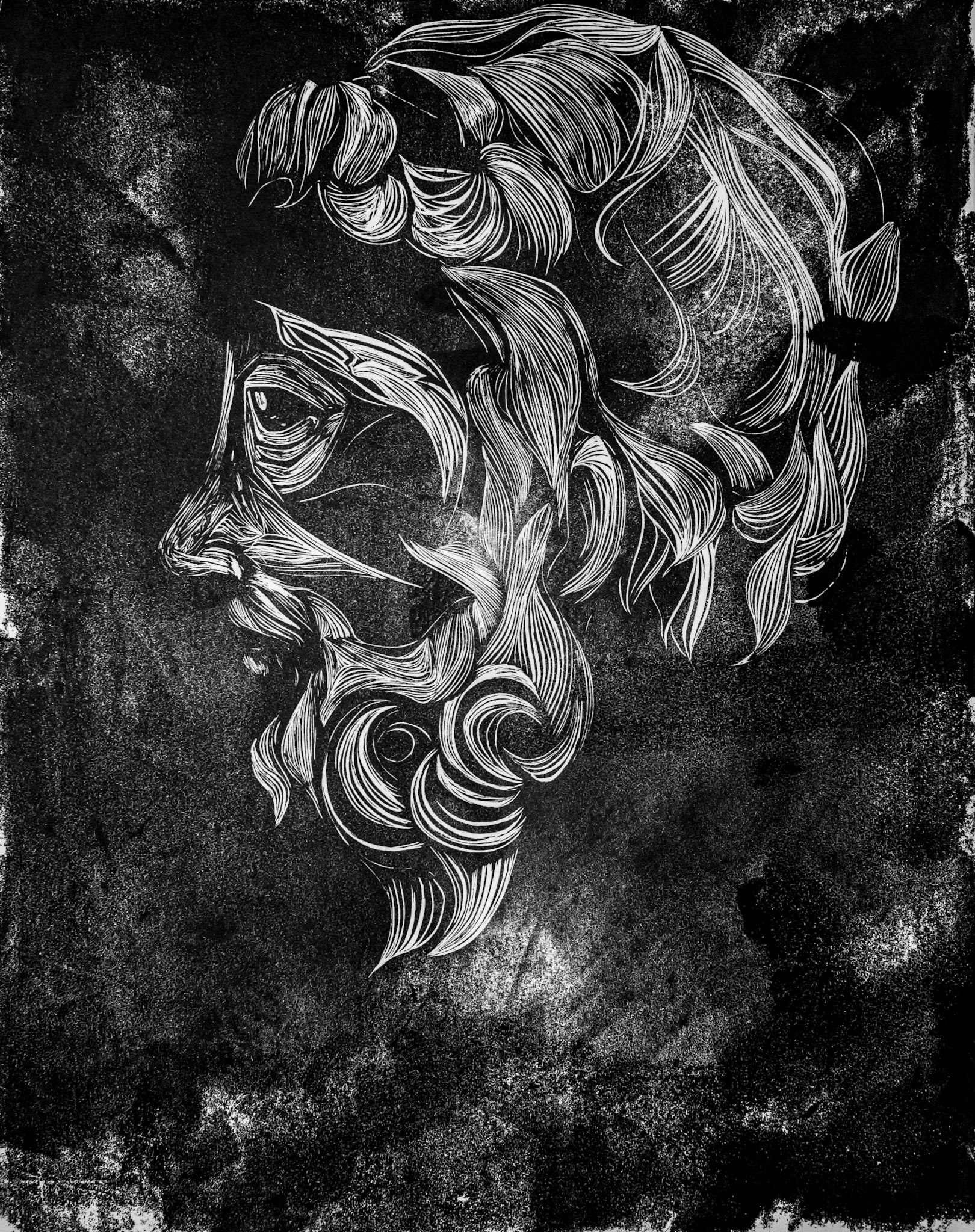 Untitled, relief print, 12 x 9 inches, state proof