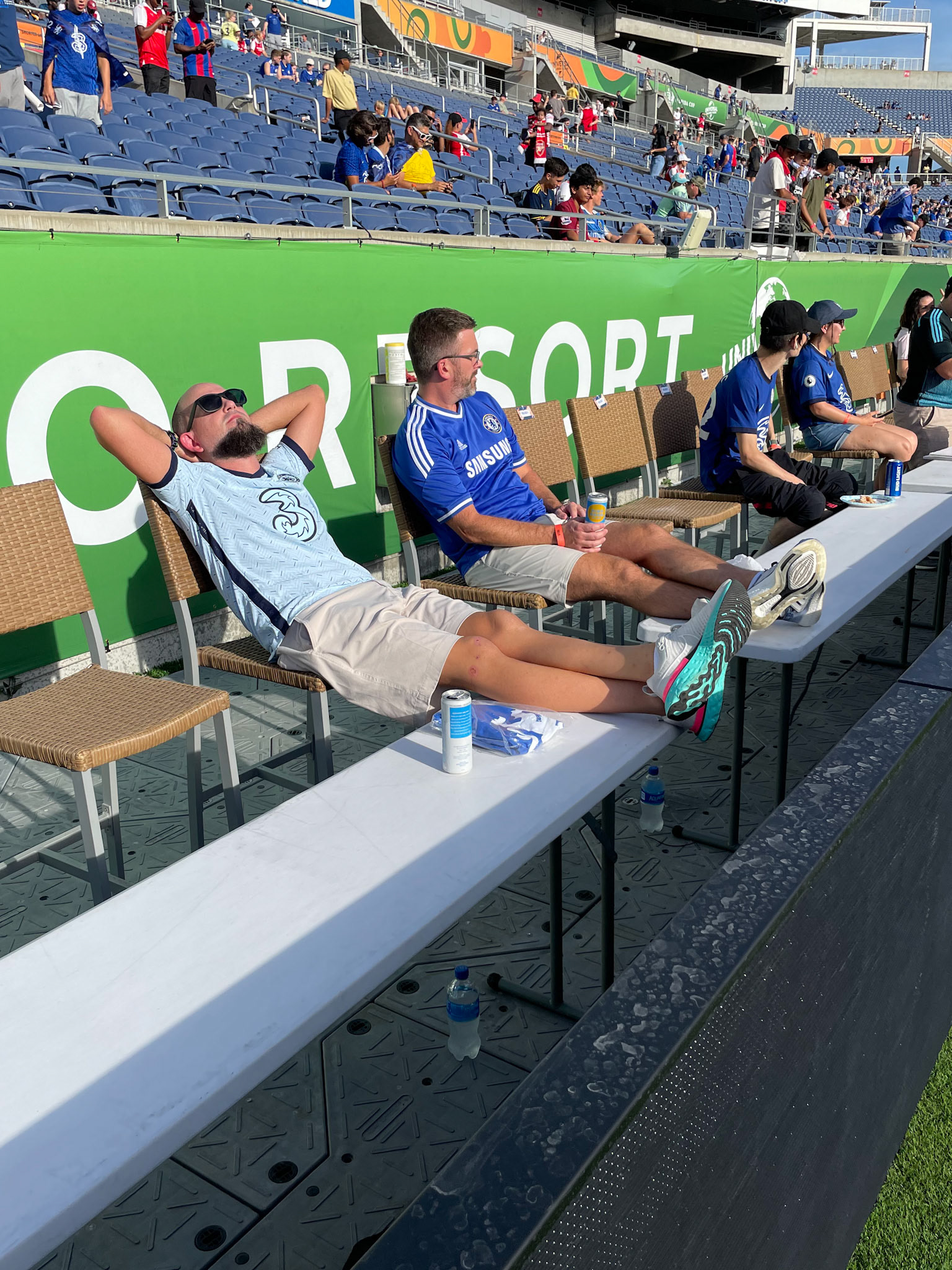 Robert Self in Orlando, Florida supporting Chelsea in a preseason match against Arsenal.