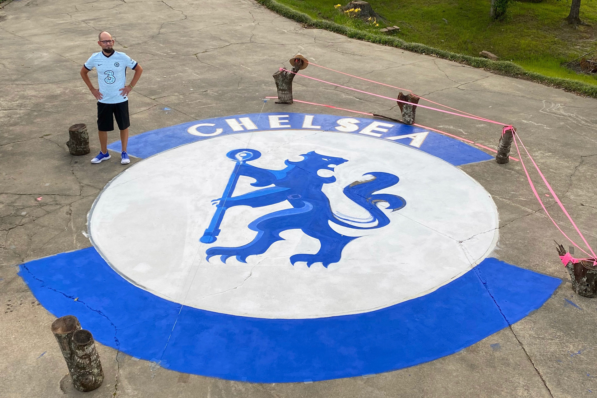 Chelsea FC painting, diameter of 22 feet, (work in progress)