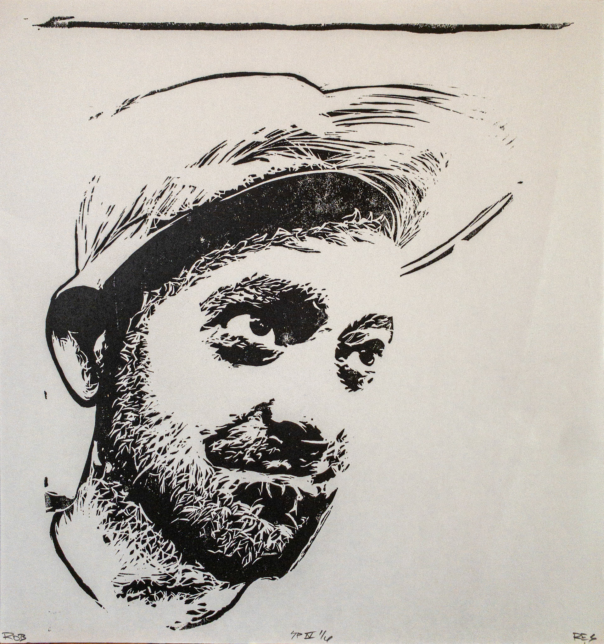 Rob, relief print, SPIV 1 of 6, 12 x 12 inches