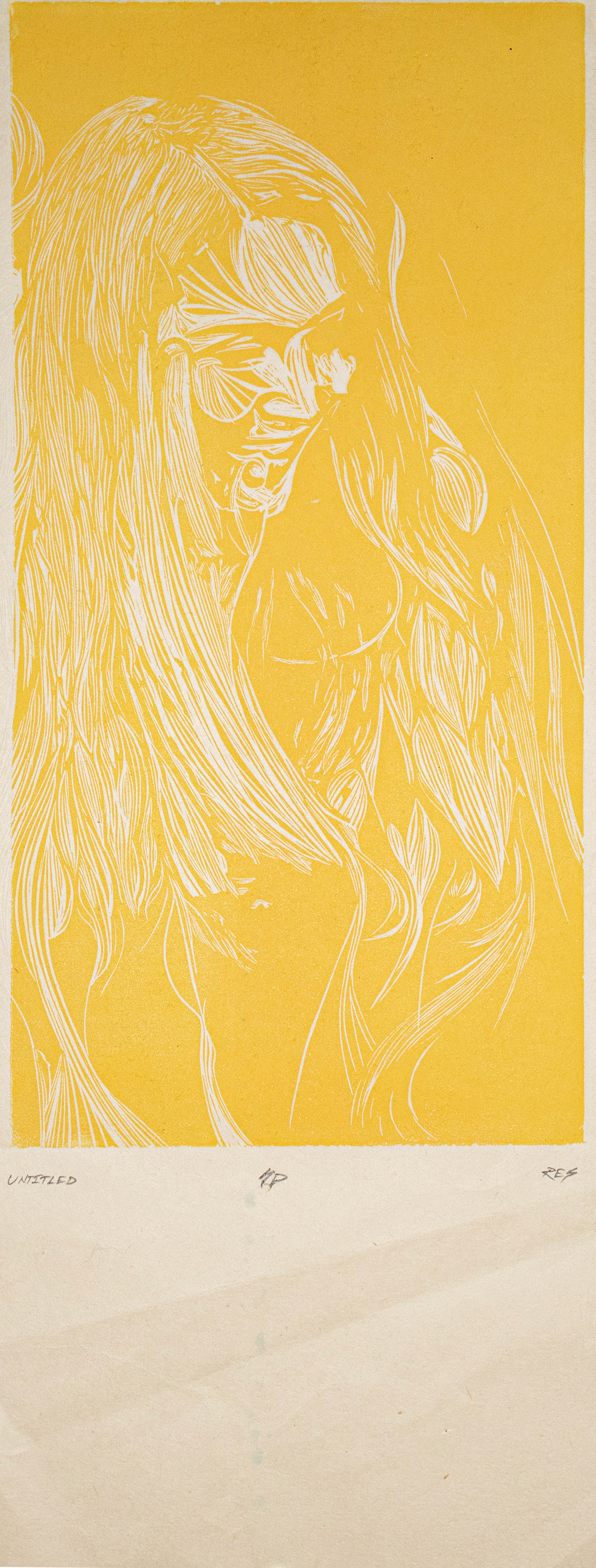 Untitled, relief print, 18 x 6 inches, state proof