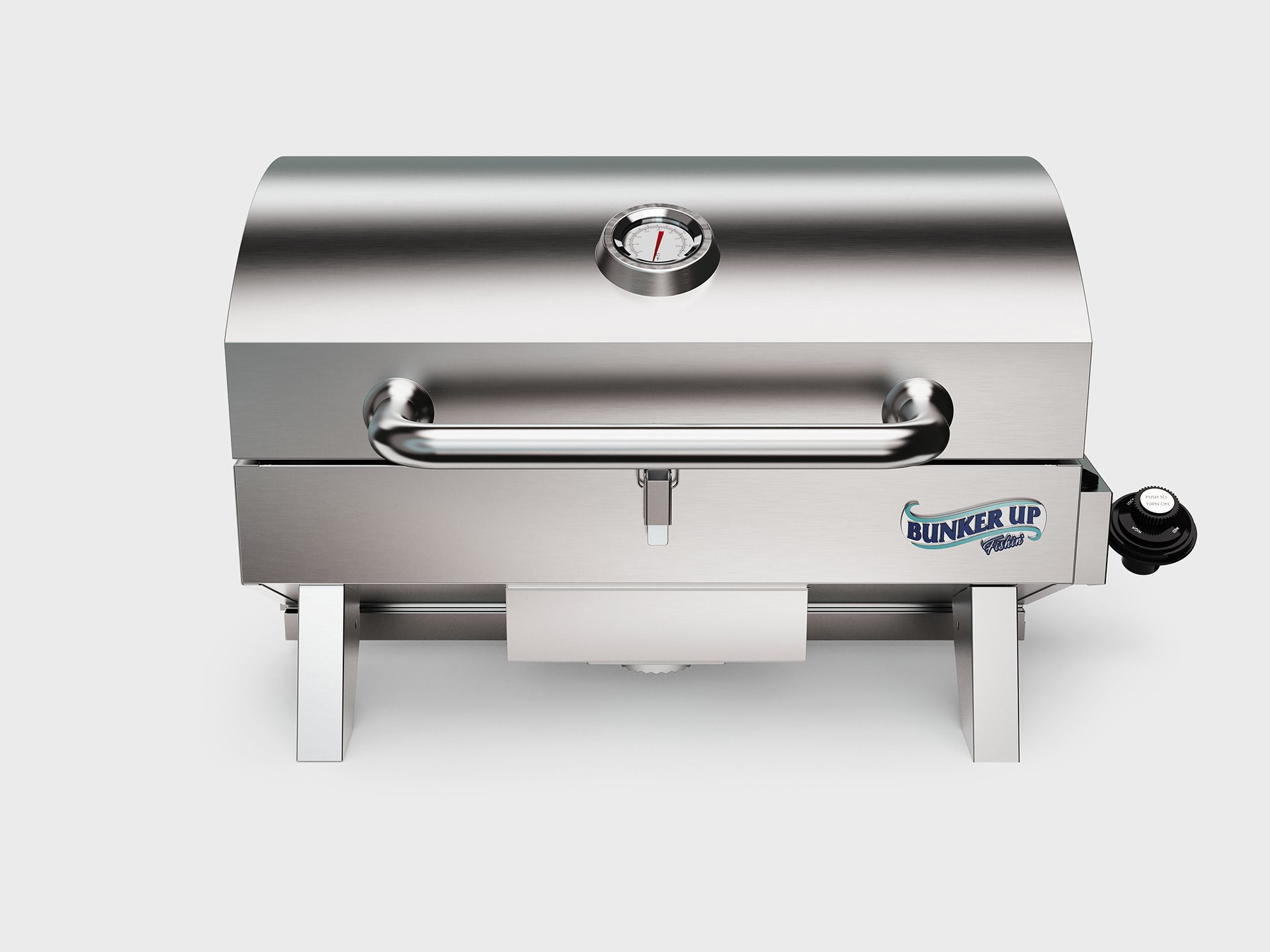 3D visualization of brushed aluminium barbeque grill