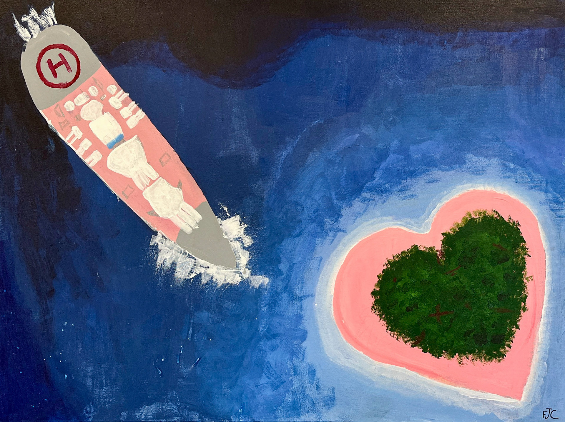 Acrylic, paint pen, gloss medium, and cold wax