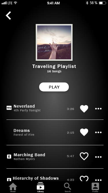 'Playlist' Wireframe