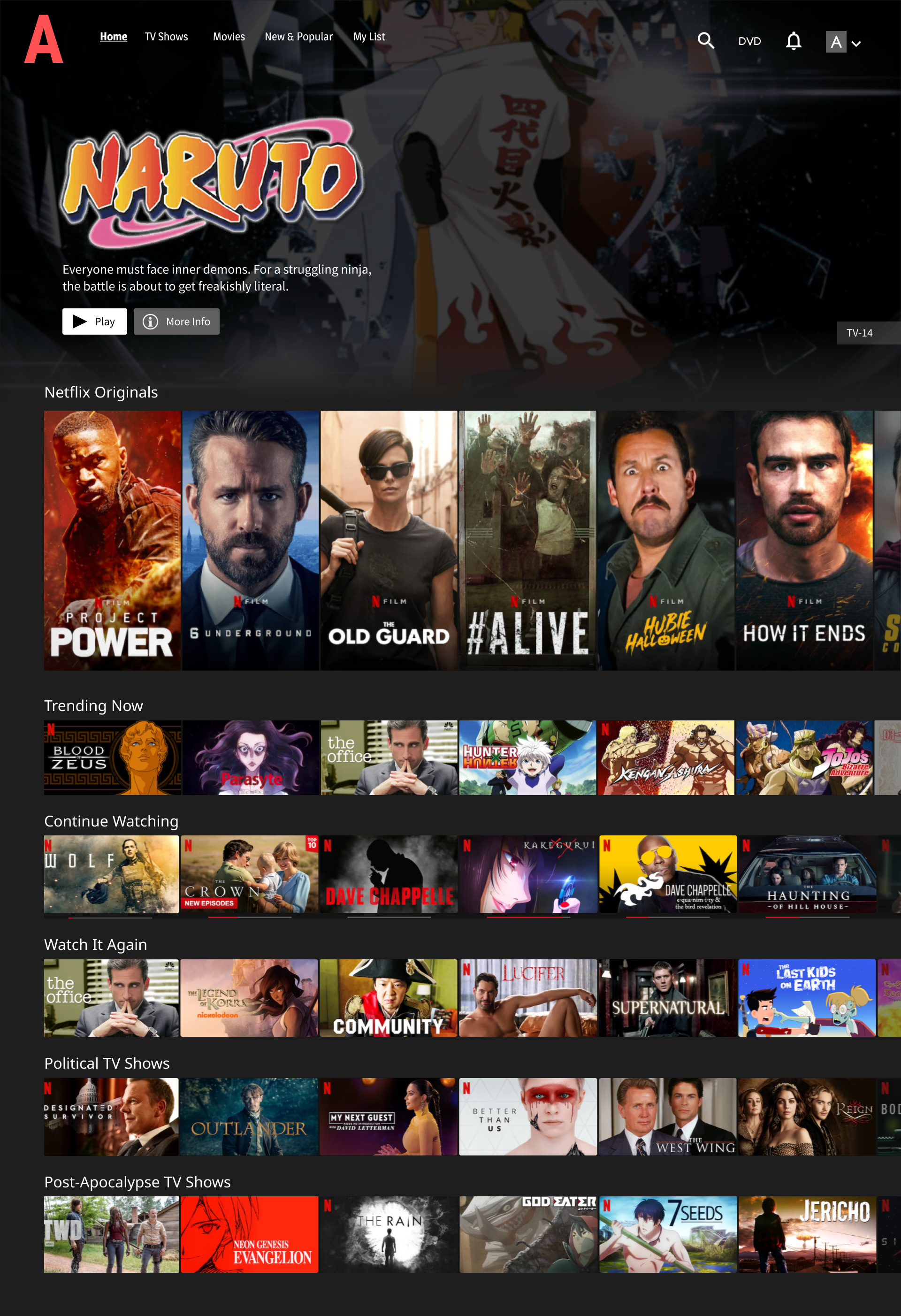 Netflix 'Prototype' created in Figma