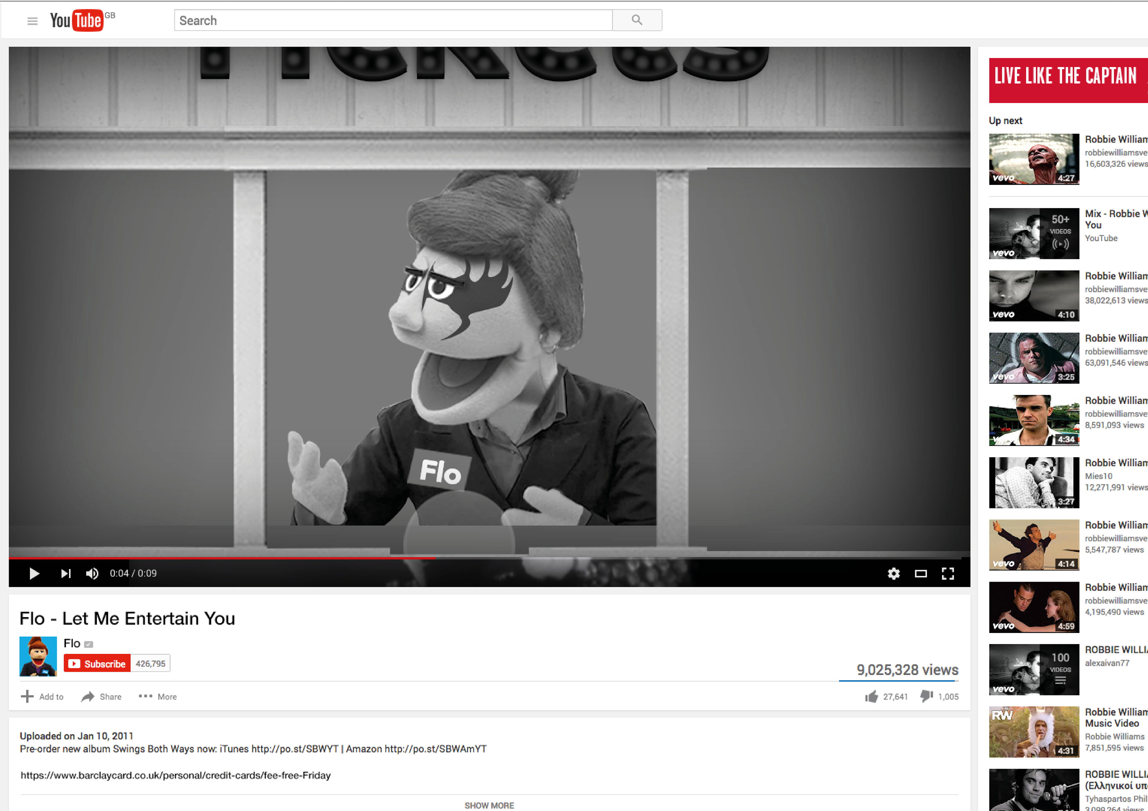 Robbie Williams parody.