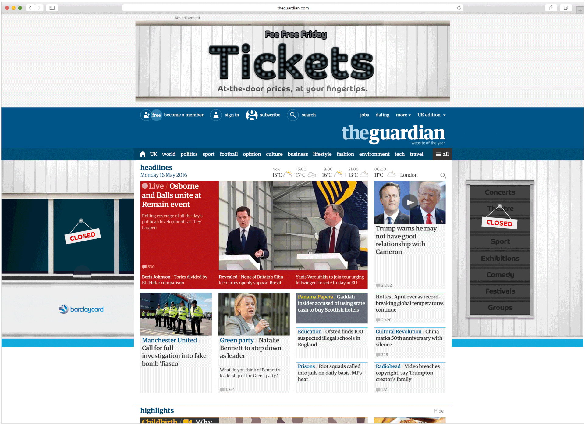 Flo opens her ticket office on Fridays for you to choose events.