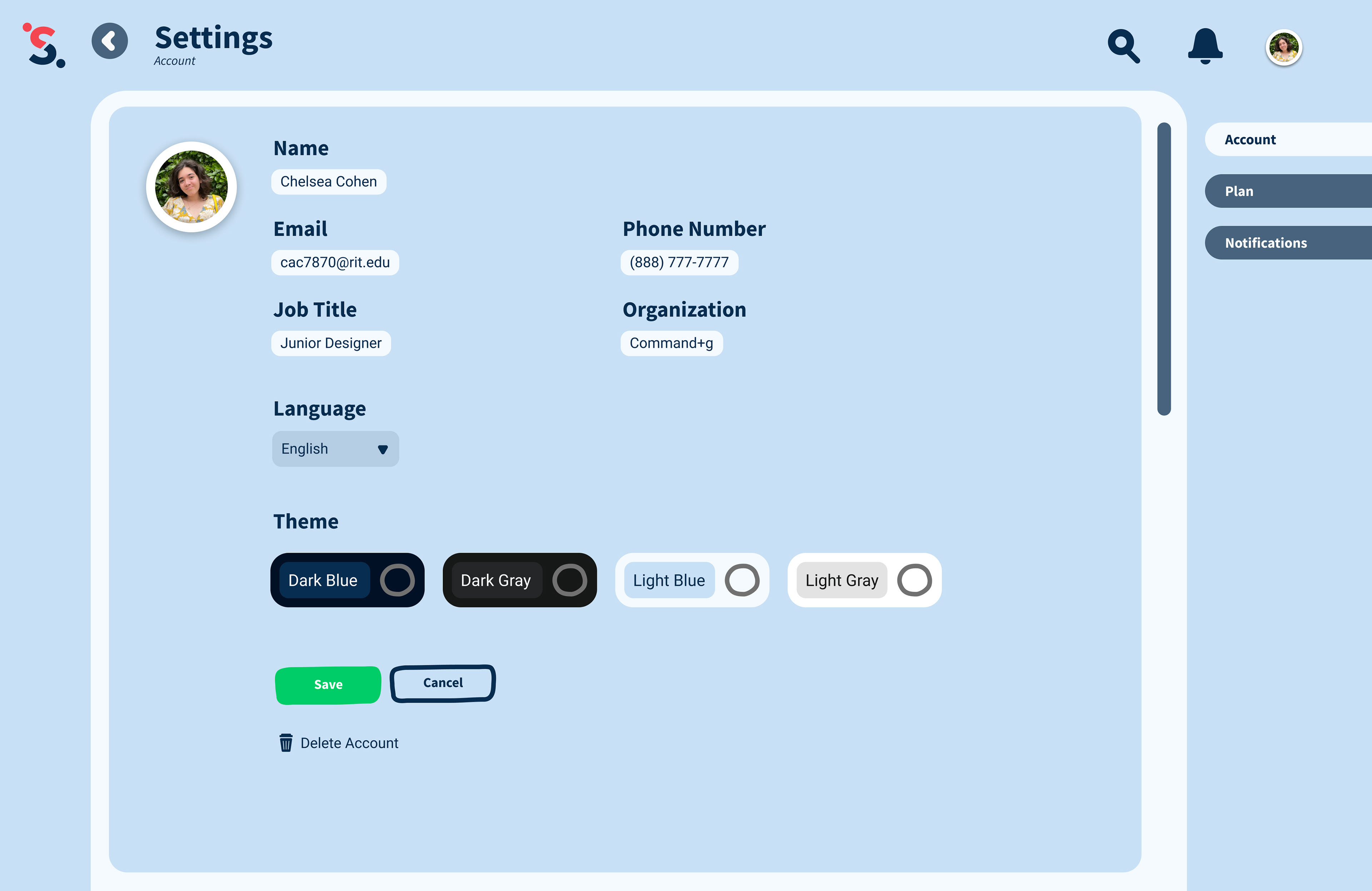 Light Blue Settings