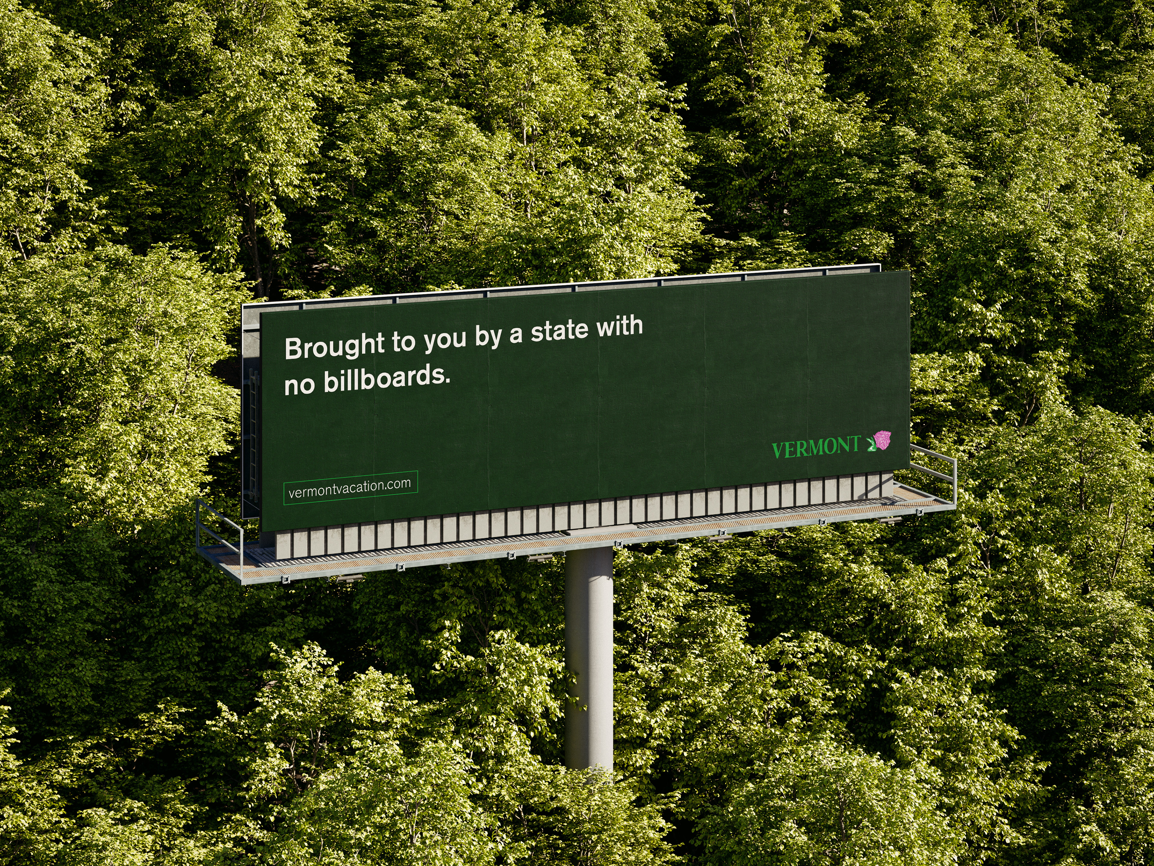 With a law banning billboards in the state, it's unlikely that Vermont would ever advertise on one. Here is my take on a billboard advertisement if they ever chose to create one.