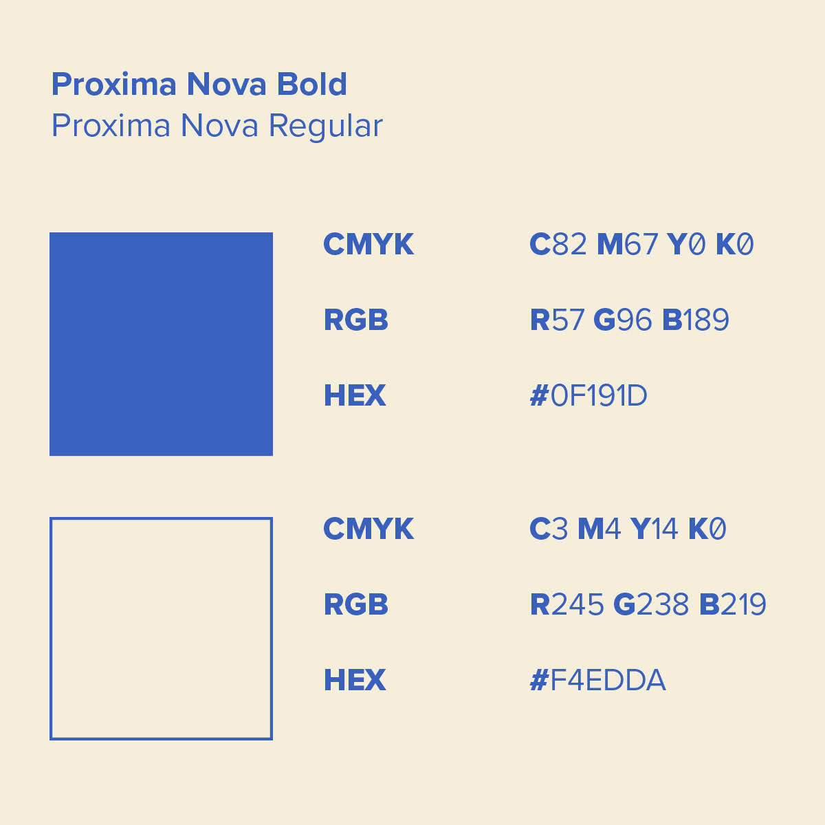 Two squares of color with the hex values codes for the colors used in this project.