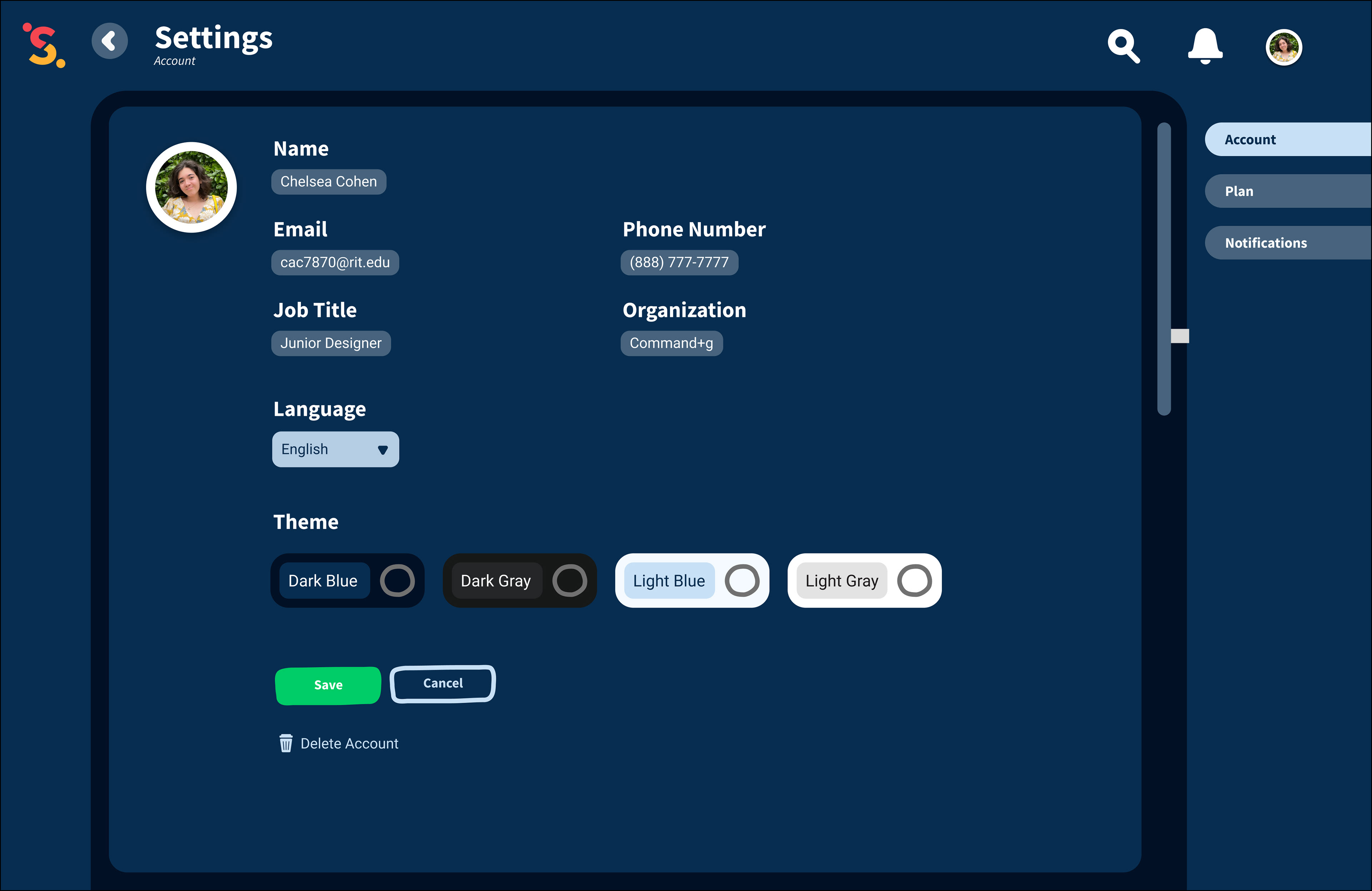 Dark Blue Settings