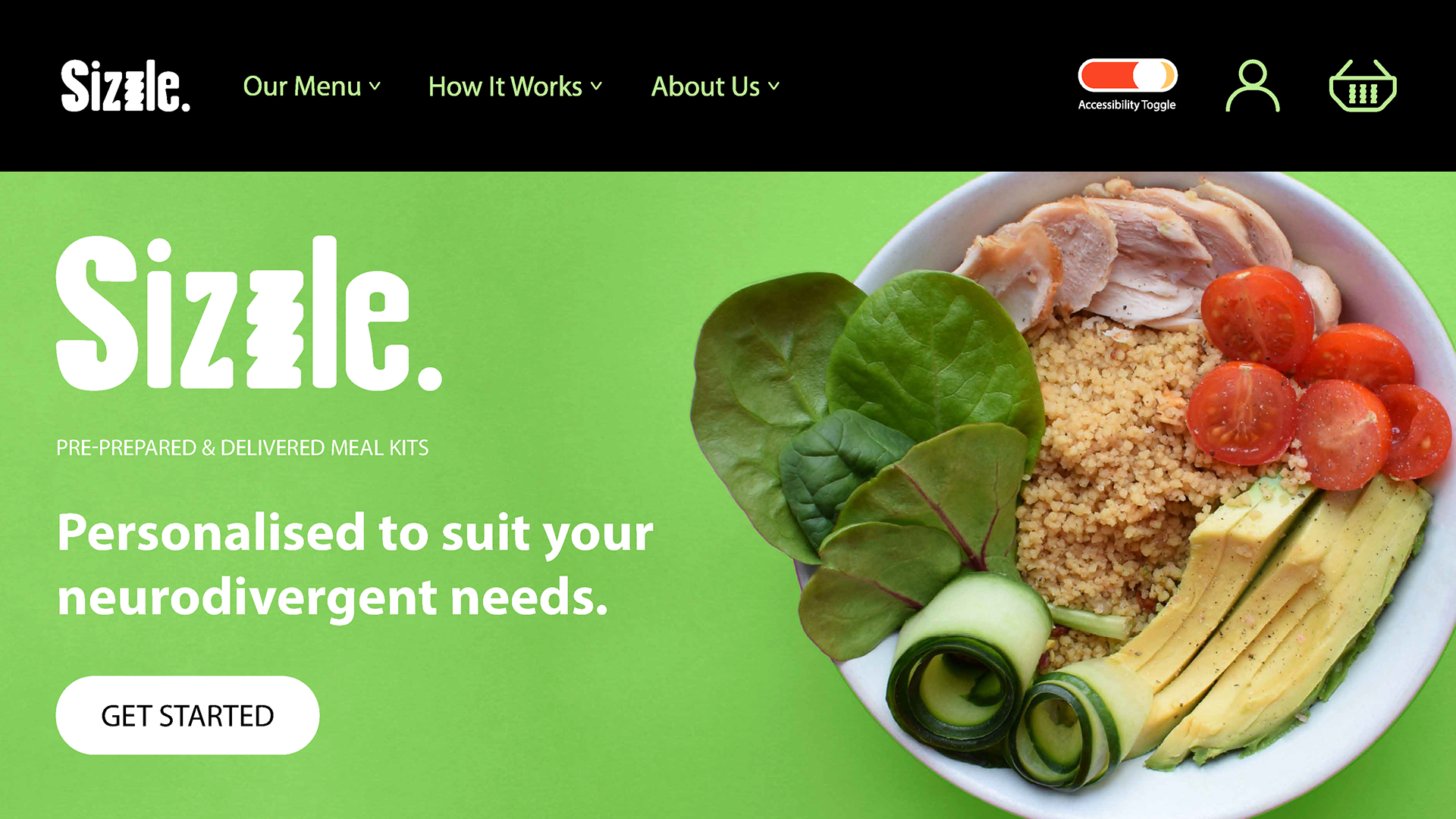 Sizzle UI Low Stimulation Visual - Home Page