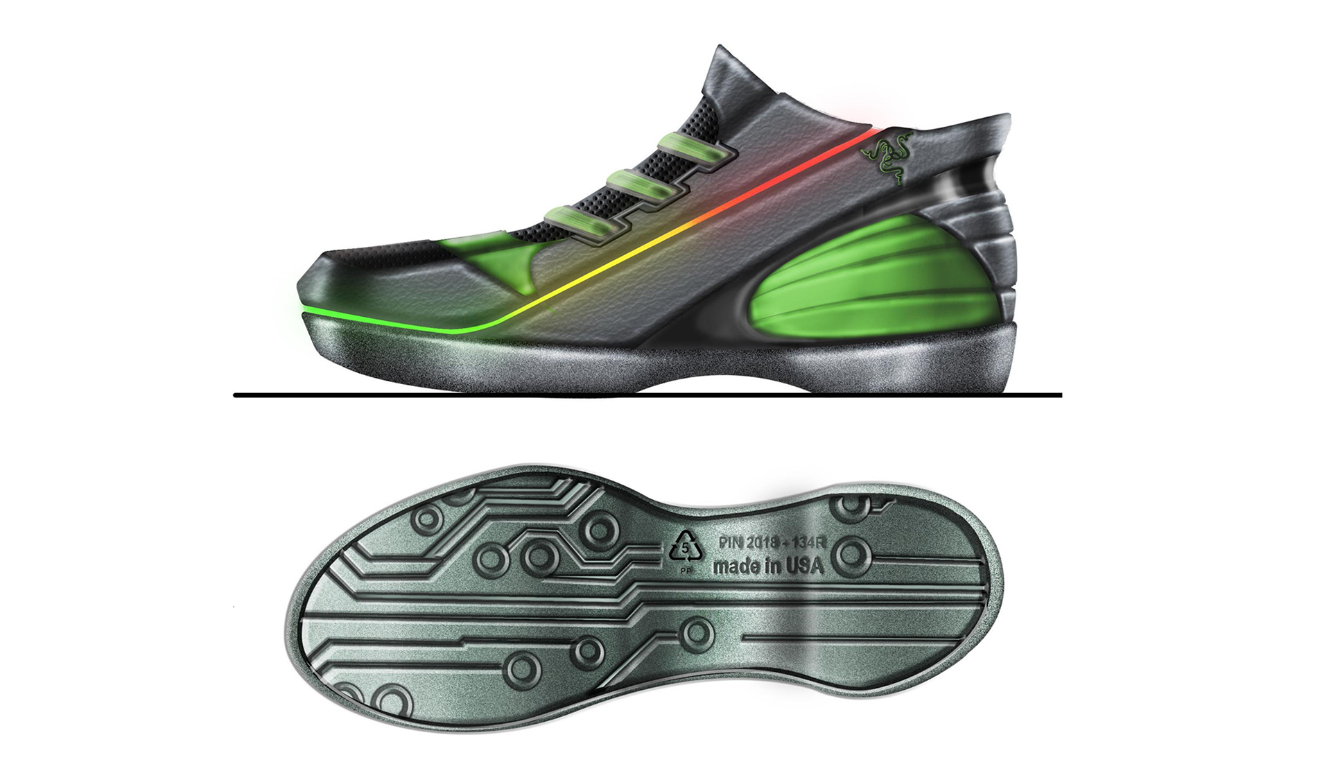 A Razer brand inspired shoe design