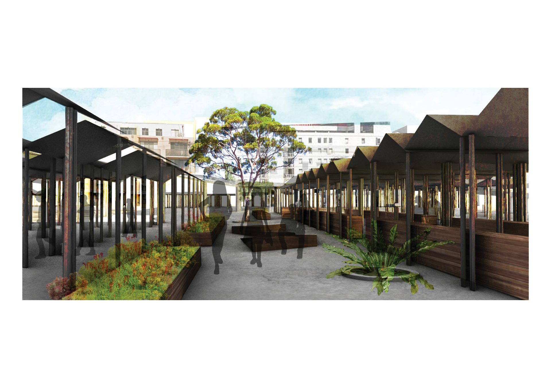 Respite pockets between market spaces