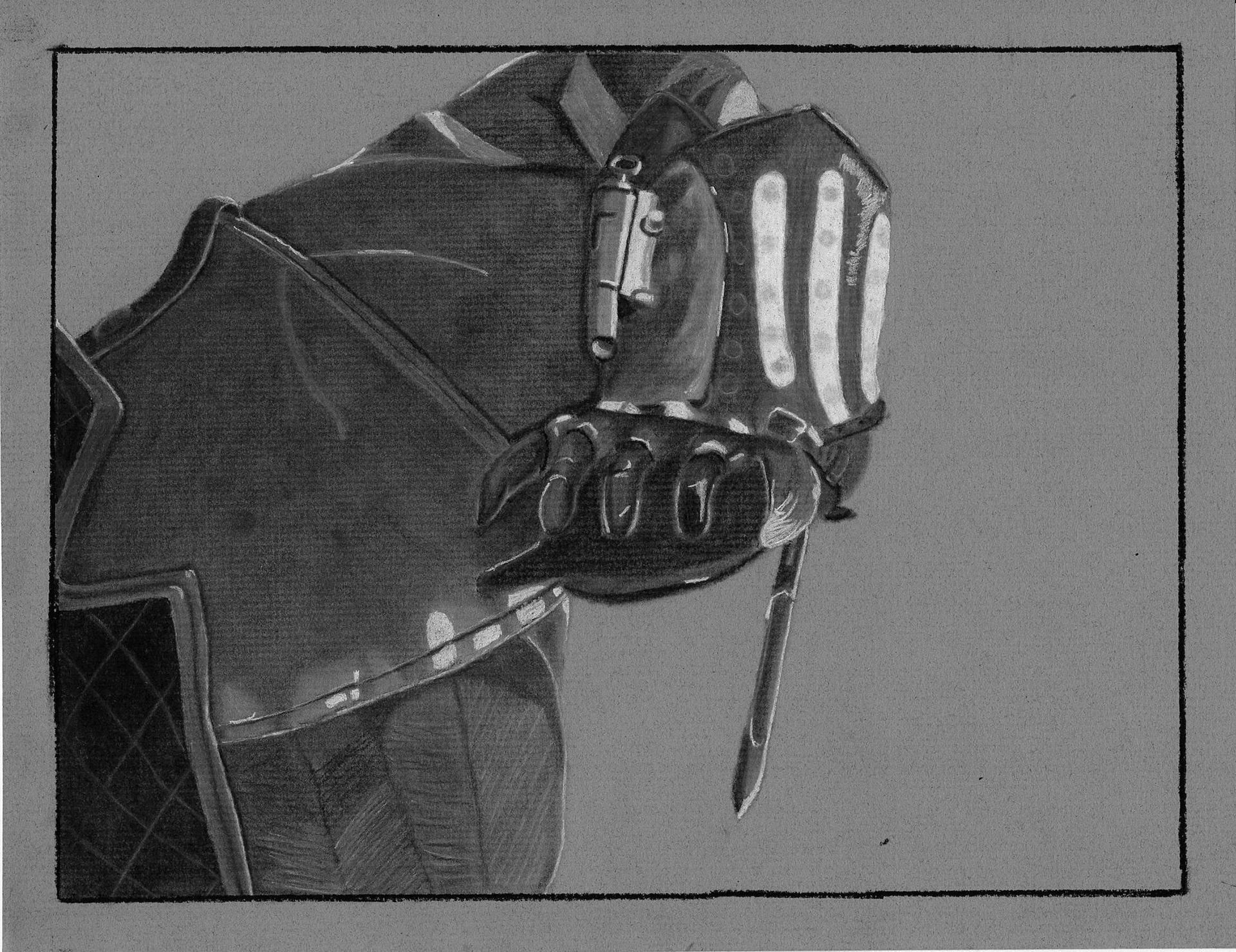 Hidden Blade, An Assassin's Weapon | Medium: Charcoal Pencil | Size: 11 x 8.5" | Date: 2017