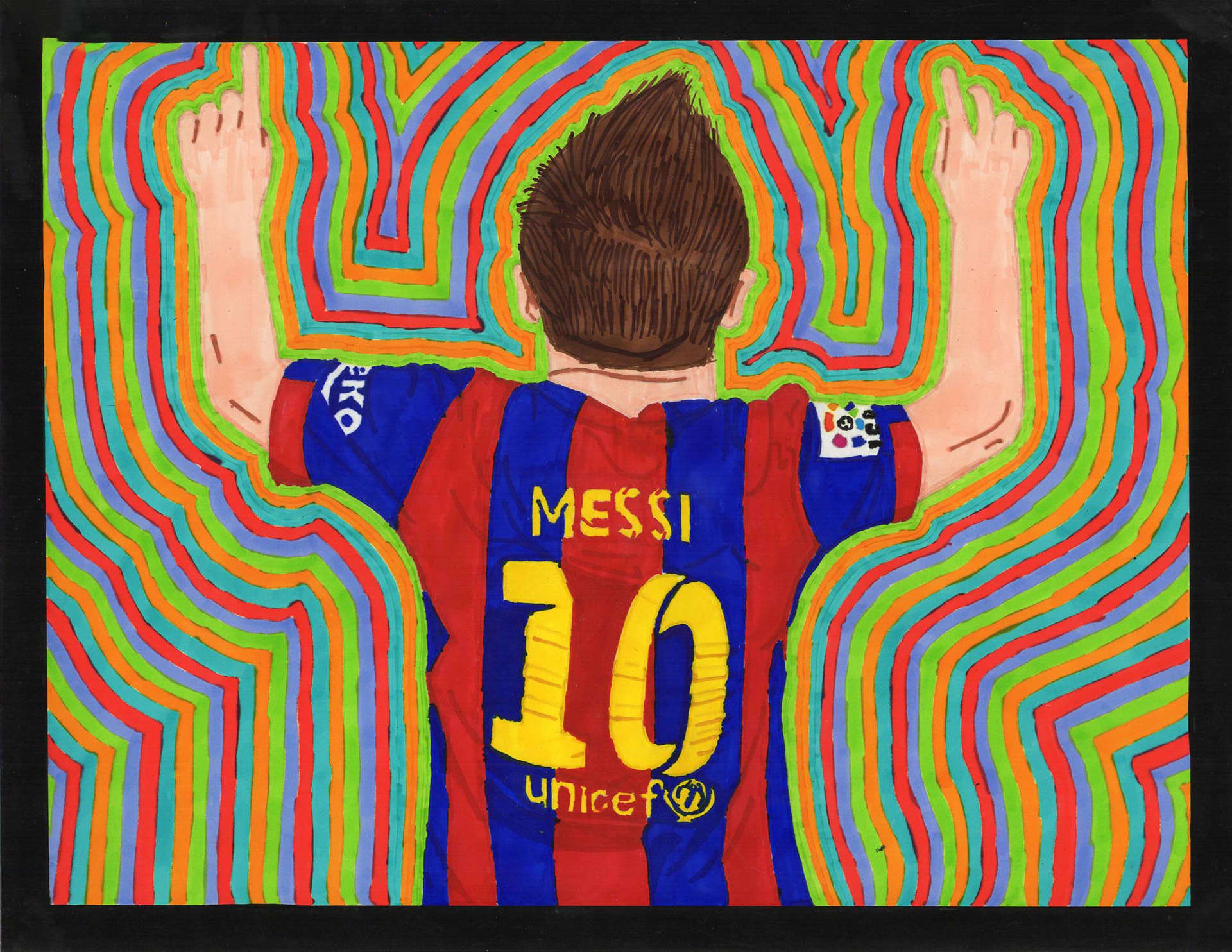 Magisterial Messi | Medium: Marker | Size: 11 x 8.5" | Date: 2016