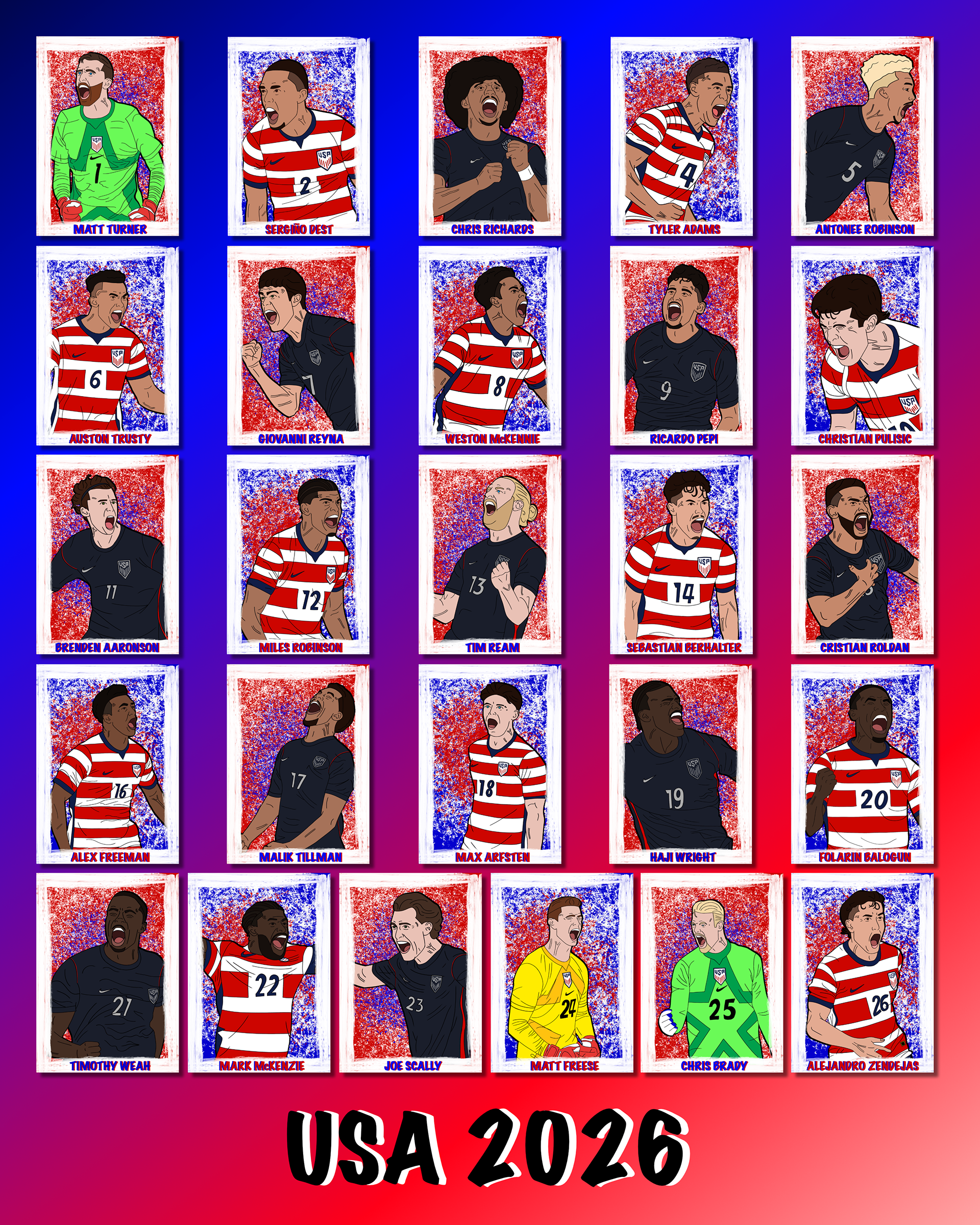 USMNT Player Cards 2026