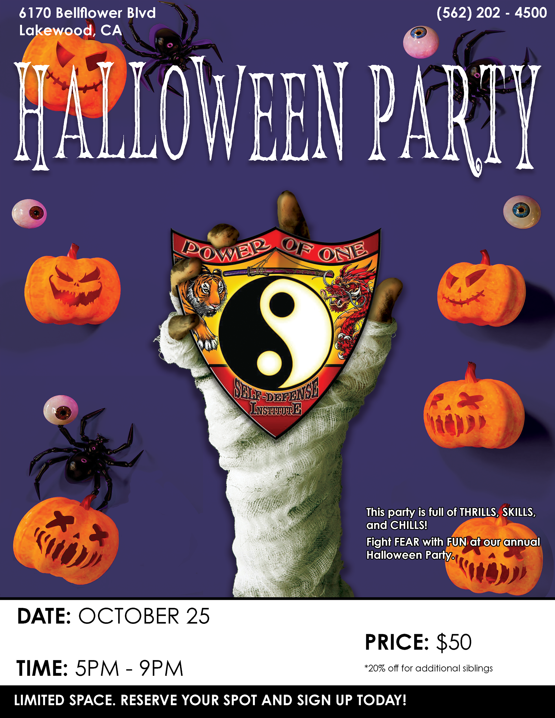 Martial Arts Halloween Party Flyer