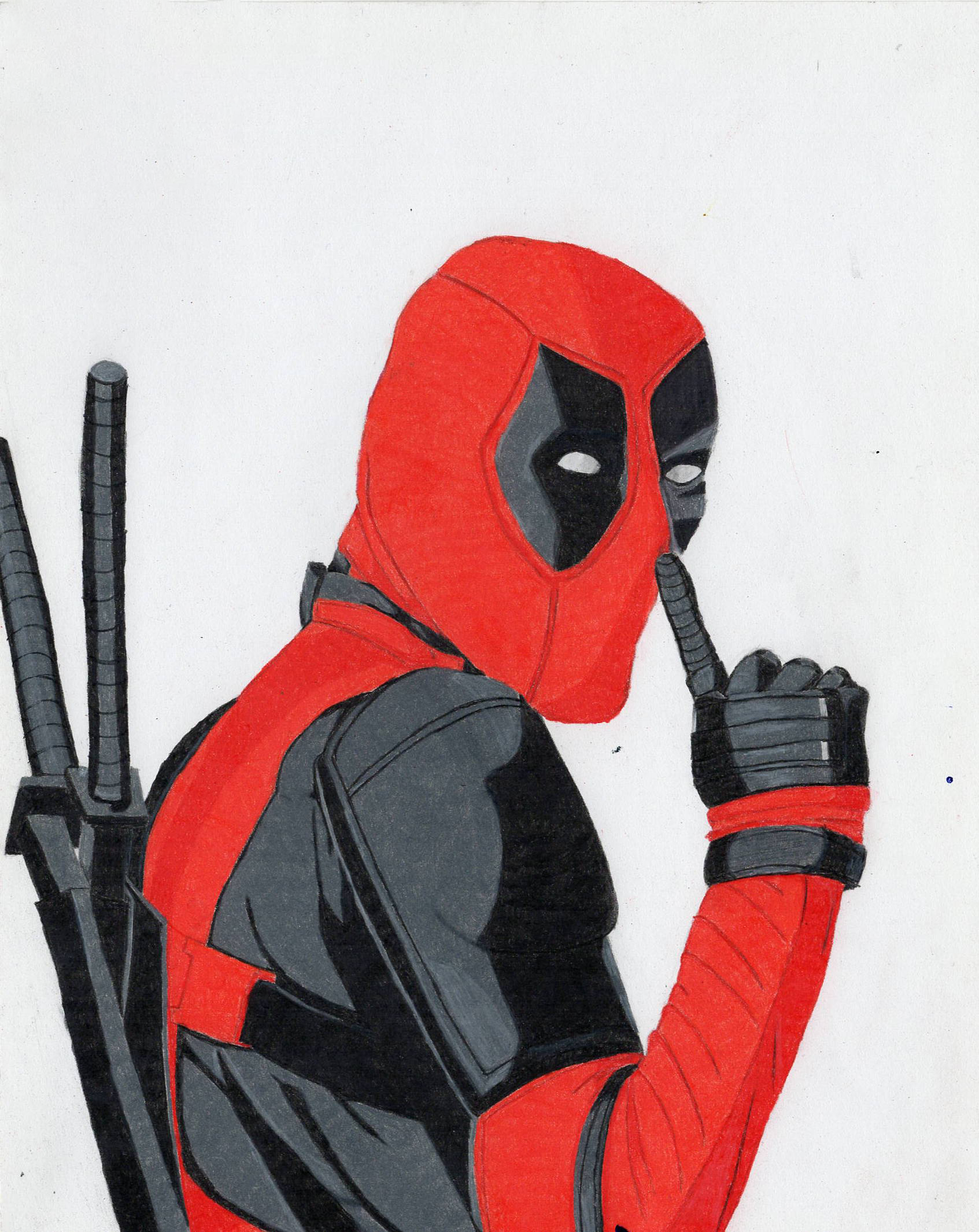 Deadpool, the Anti-Hero | Medium: Color Pencil | Size: 8.5 x 11" | Date: 2016