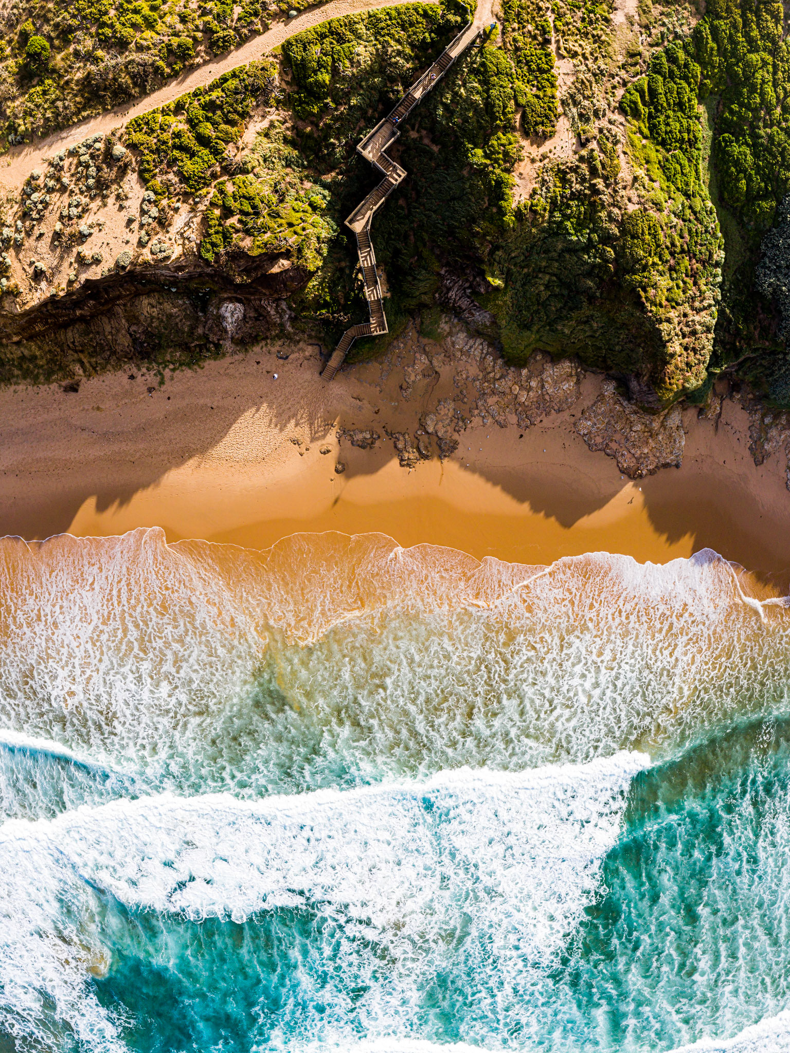 aerial view cape wollomai beach access stairs