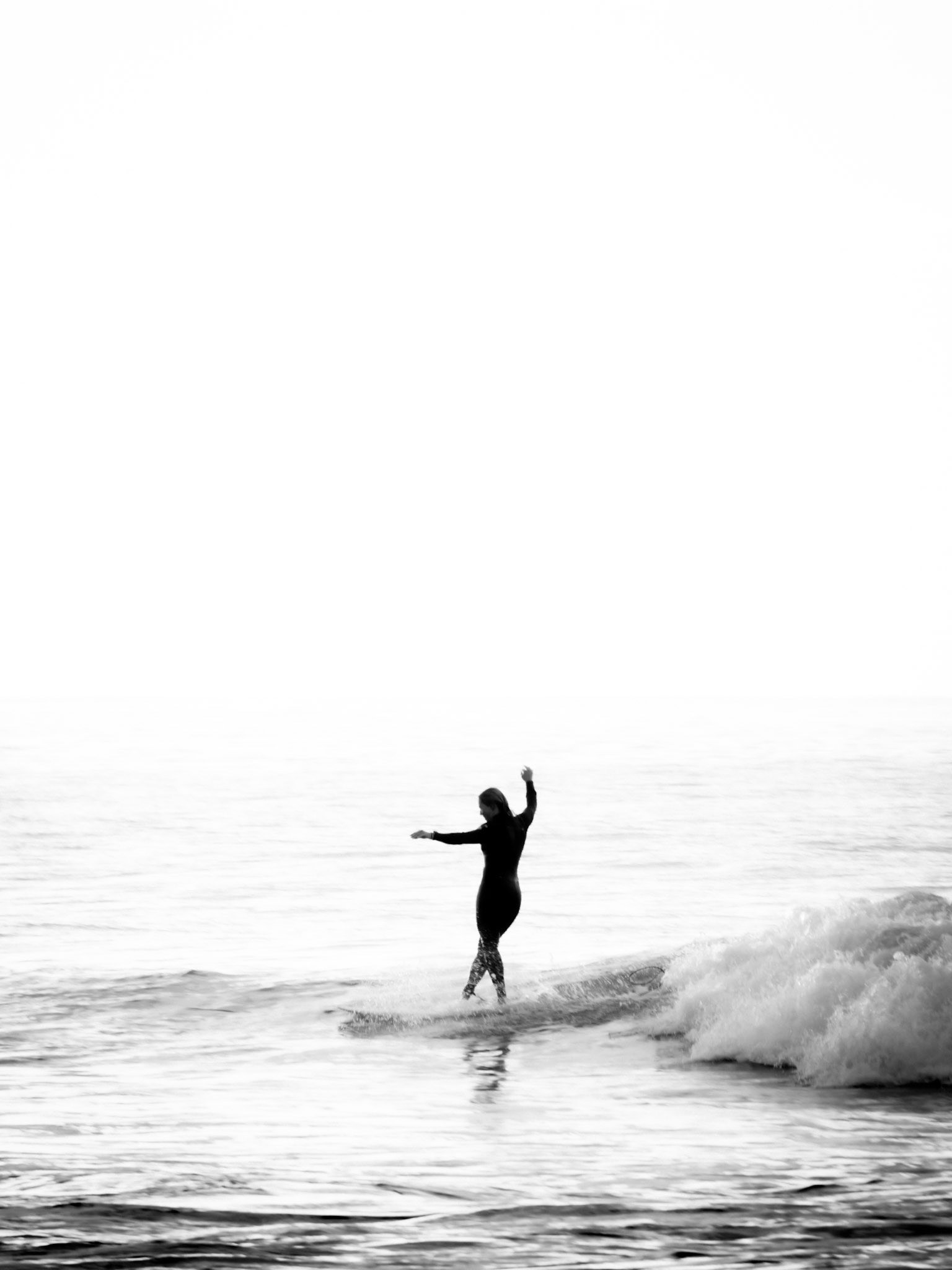 longboard surfer silhouette black and white
