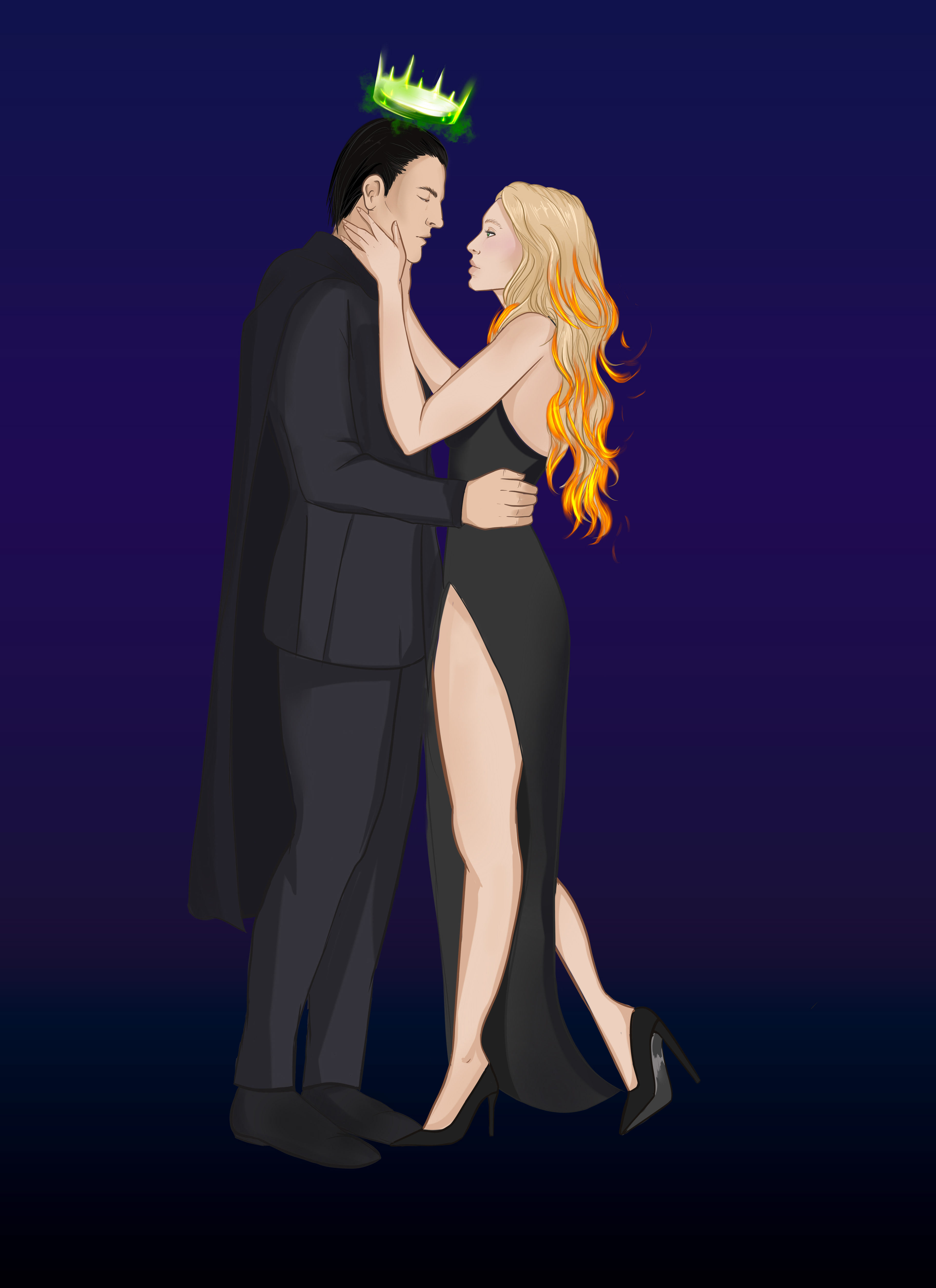 Full body, multi-characters and standard background example