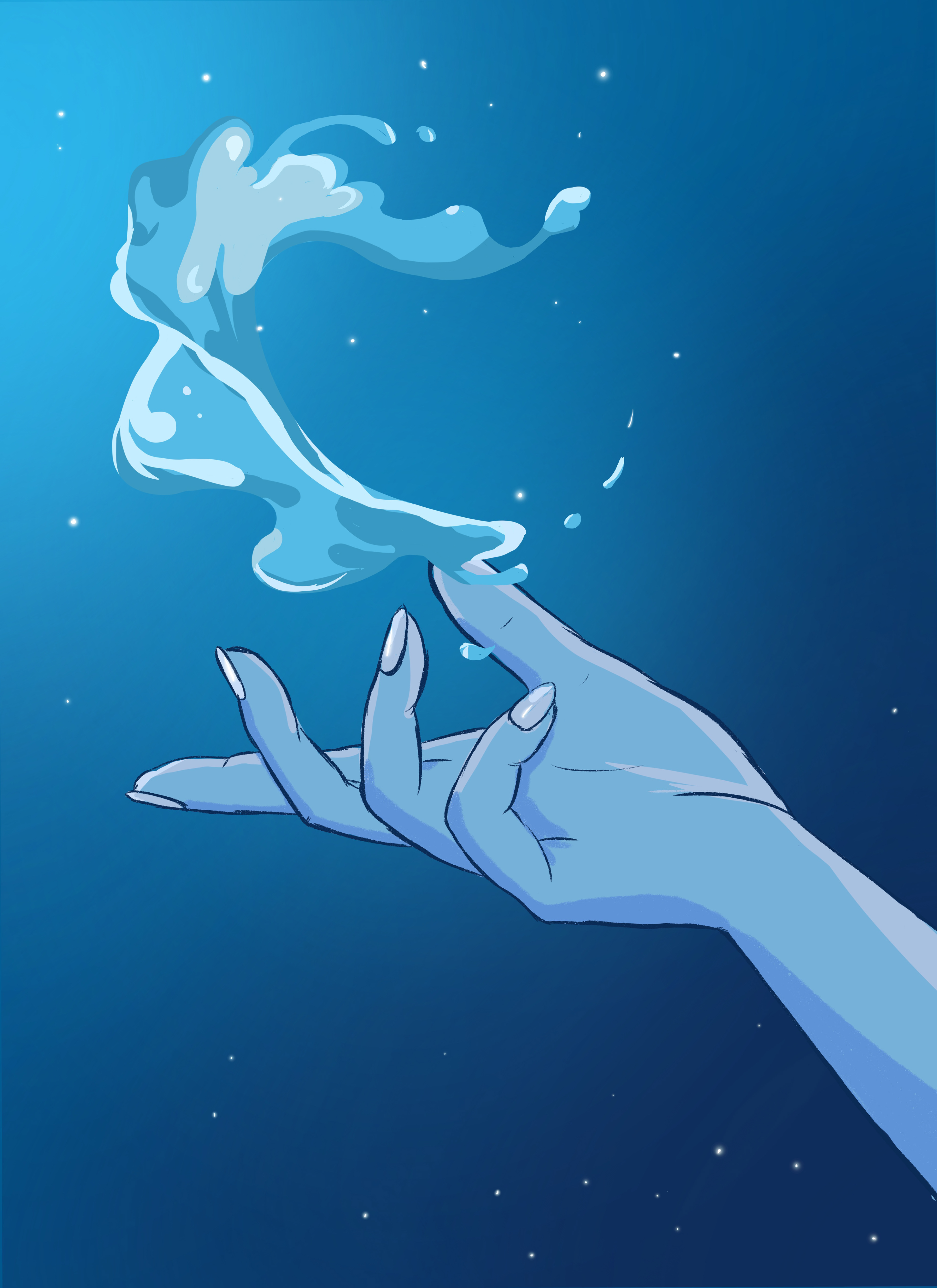 Asta's hand controlling water magik