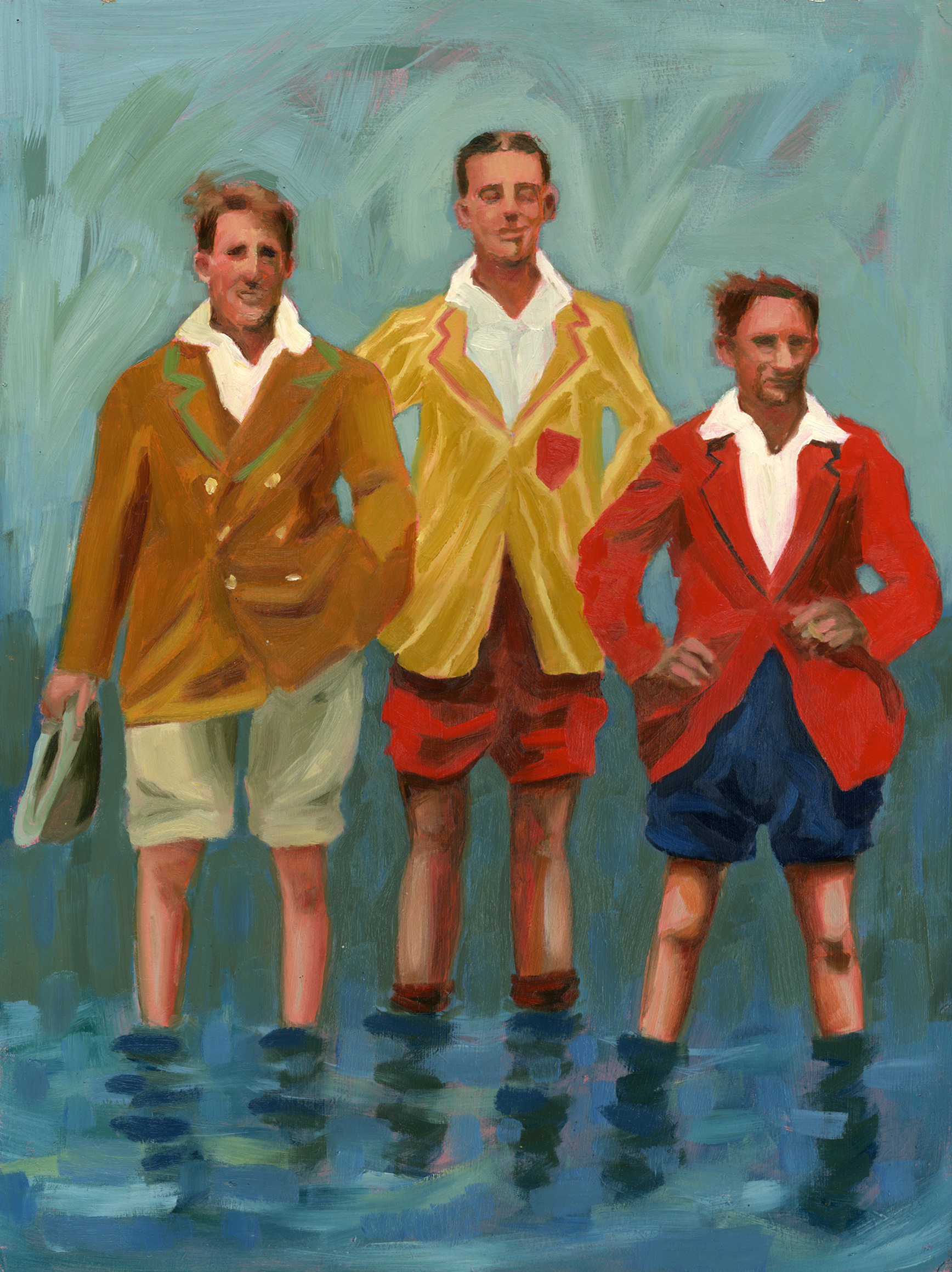 THE WELCOMING COMMITTEE Oil on Board 30 x 40cm 2025 