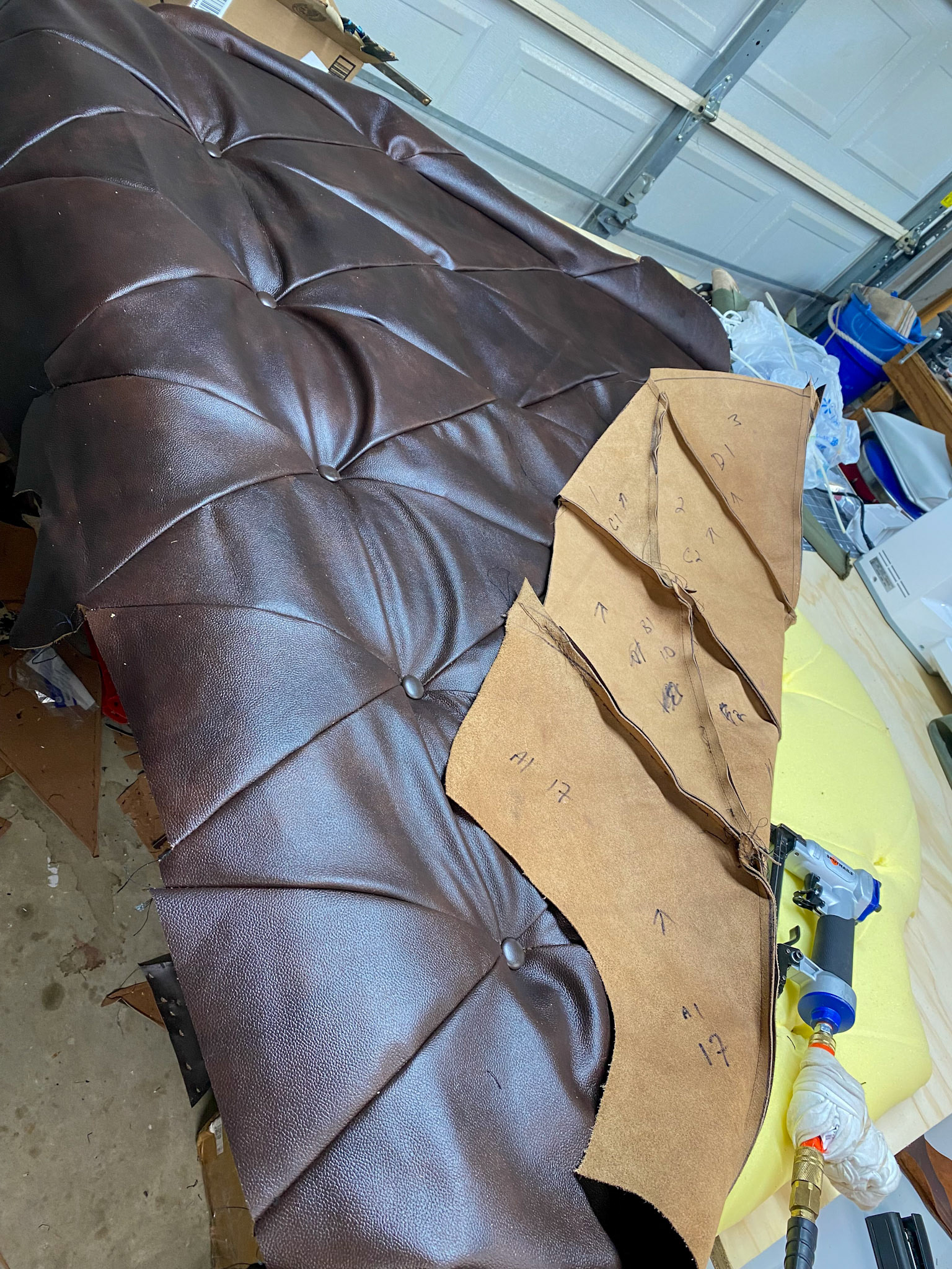 Headboard Leather Cut & Sewn Install