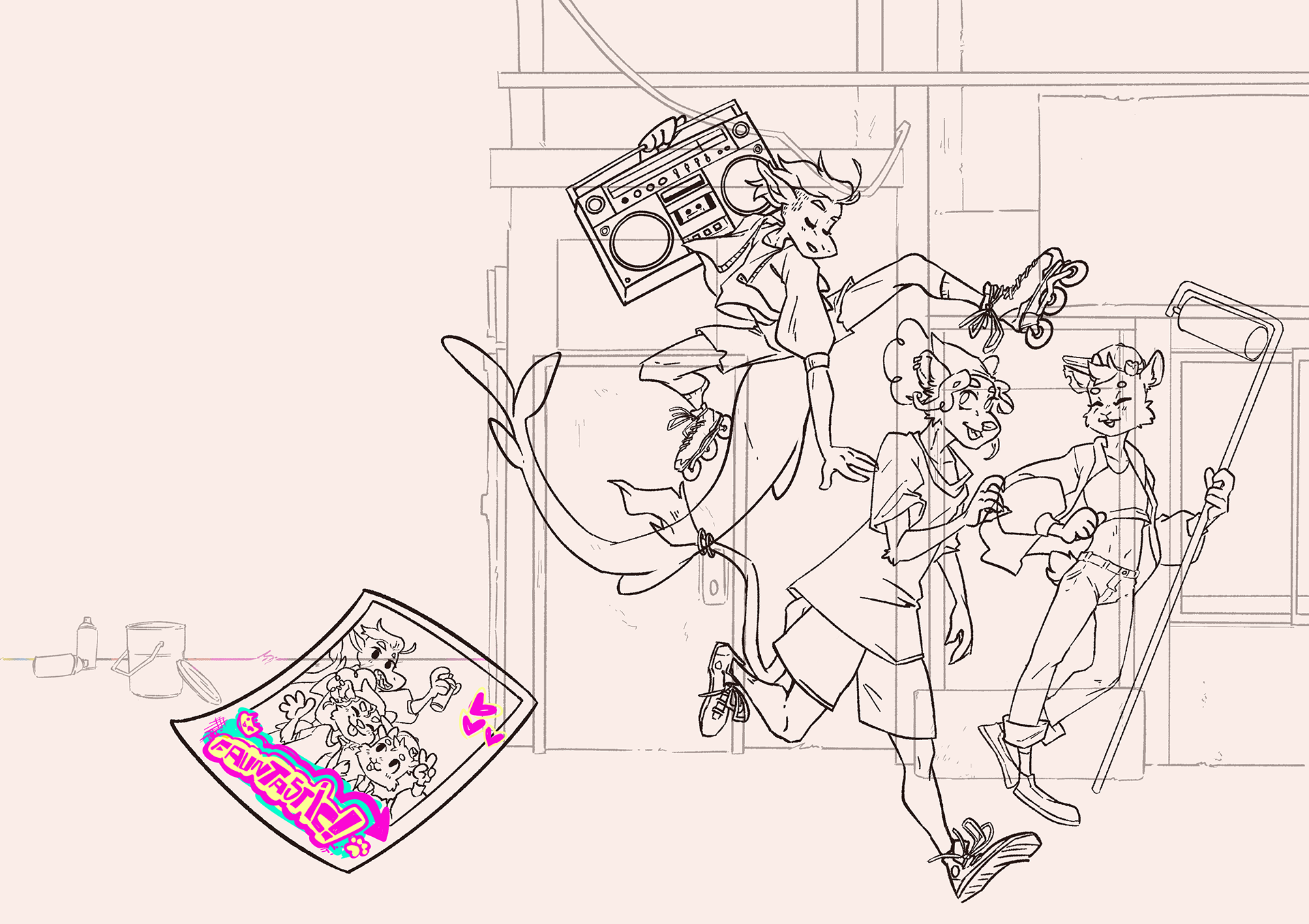 Step by step of an illustration for a conbook