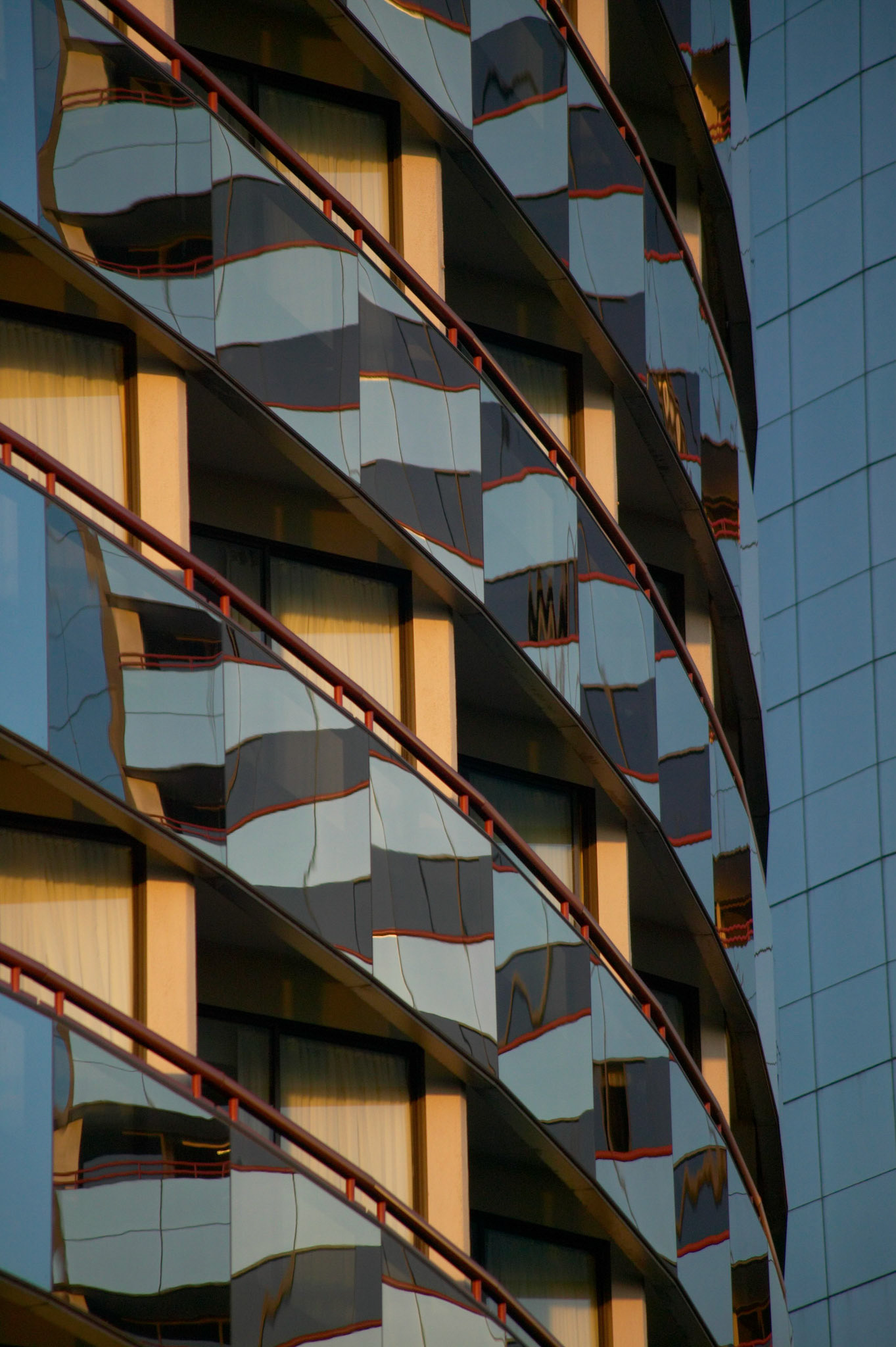 Rounded Balconies Reflected,  taken with a EOS-1DSš‚ camera at 1/332 s, F 6.30, in San Diego, CA USA