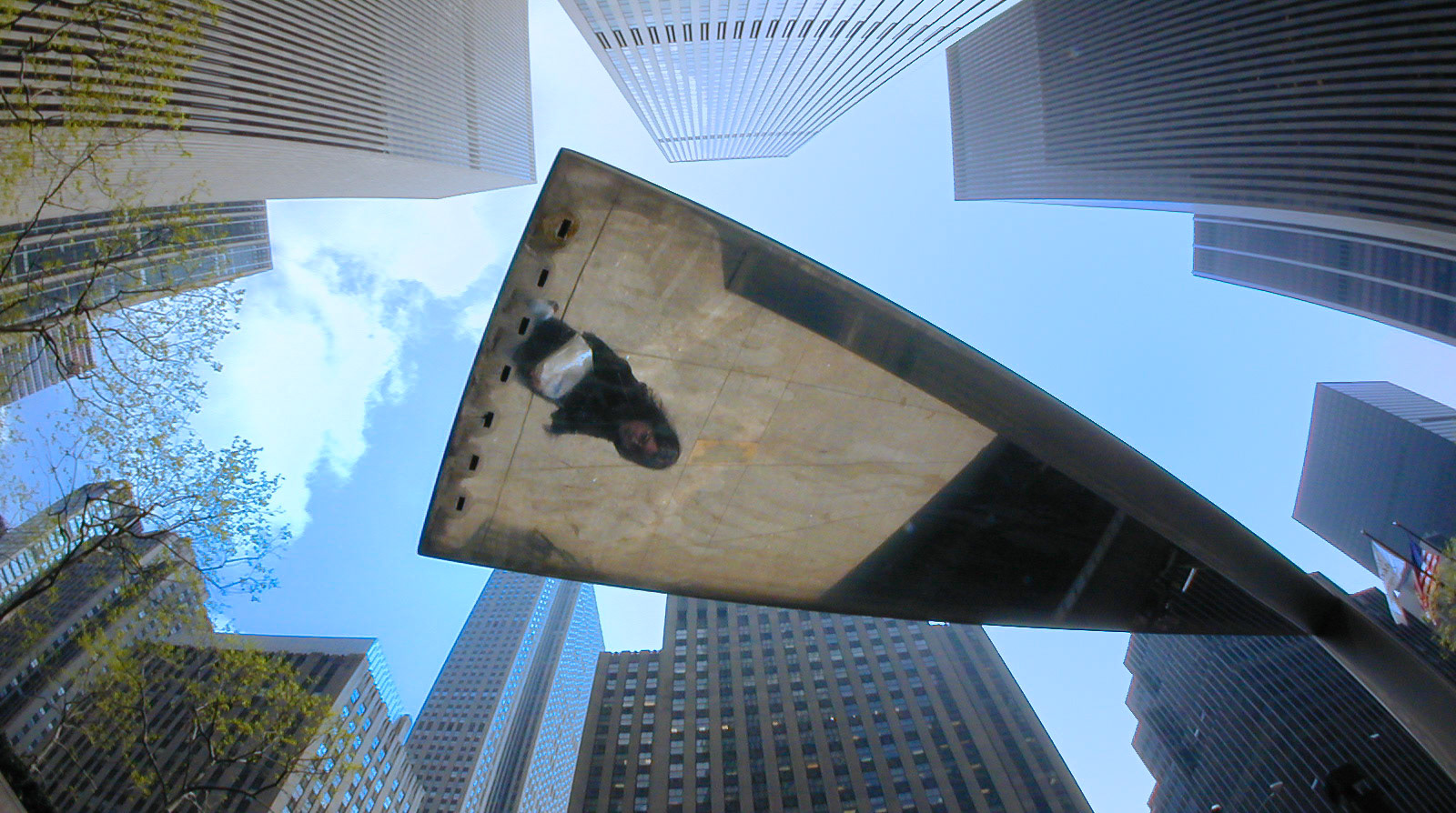 Don't forget to look up, too!  Sometimes as drone pilots we become so used to looking at things from above, we forget unusual perspectives looking up:) In this shot I got lucky capturing a woman walking by as I was framing up this piece of scultpure in midtown Manhattan