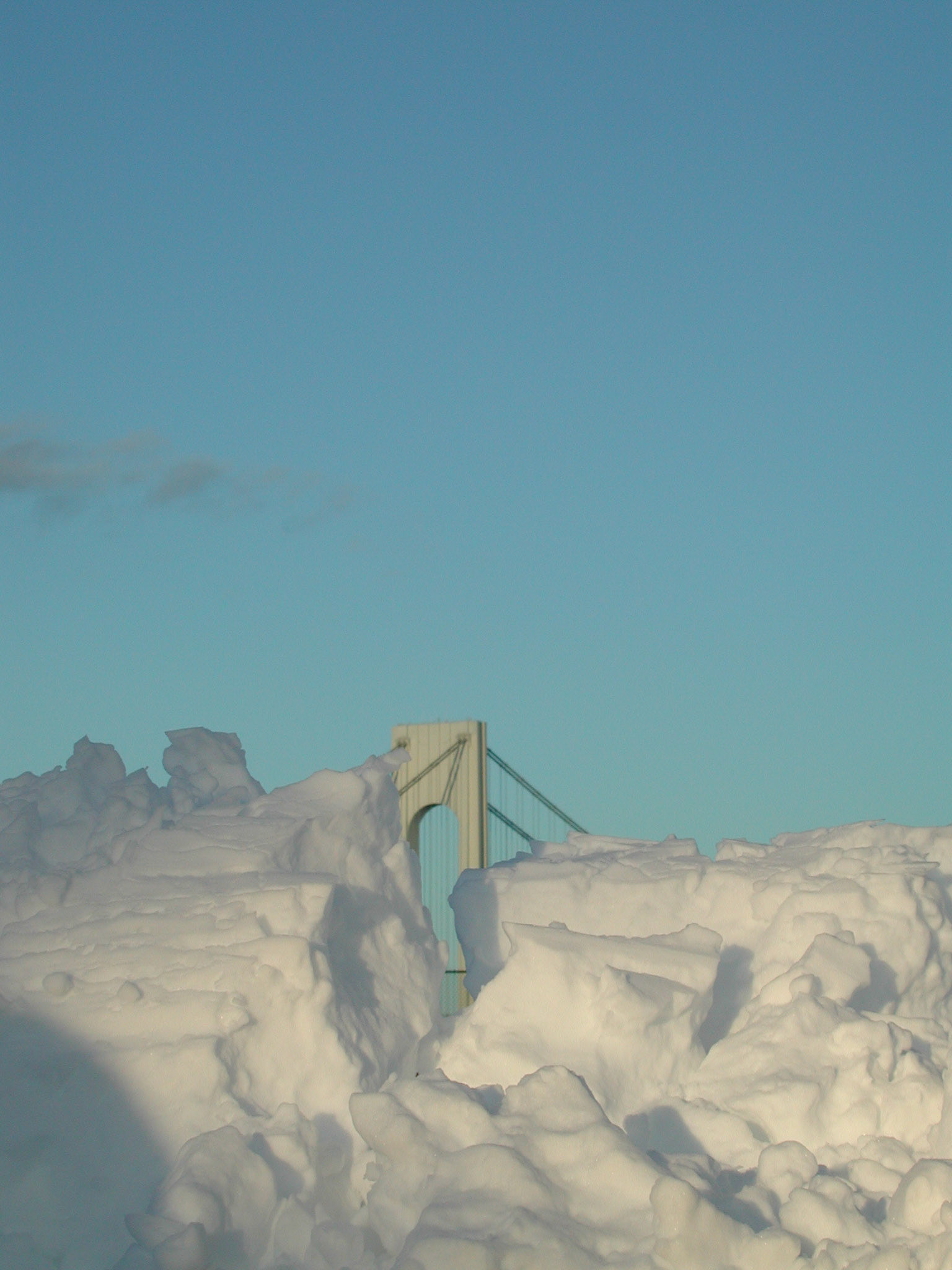 Verrazano Bridge behind Ice,  in Staten Island, NY USA