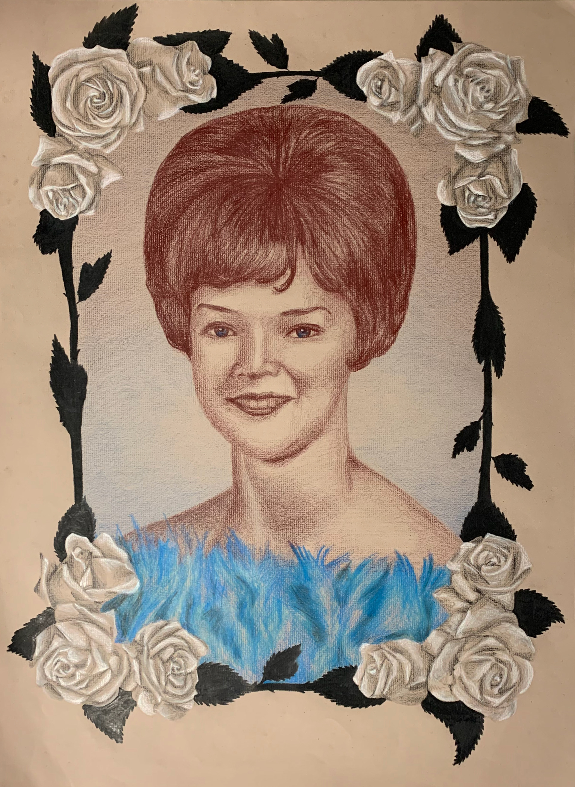 A portrait of my grandmother using colored pencils