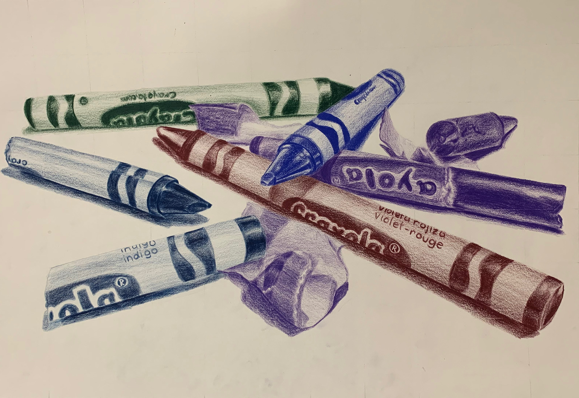 Crayola crayons using colored pencils