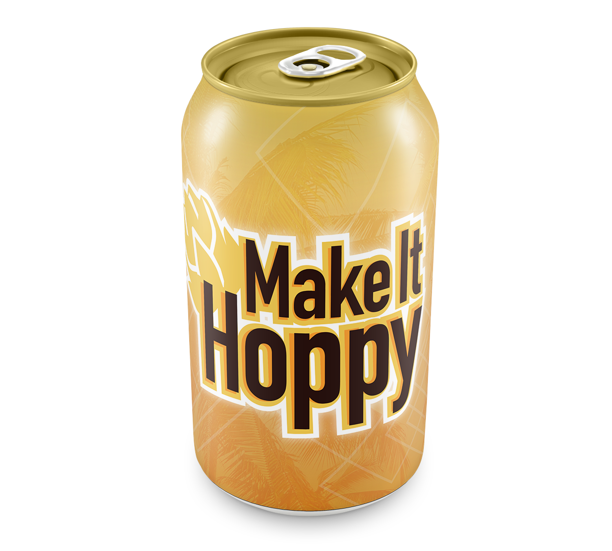Branded beer can with Make it Hoppy graphics