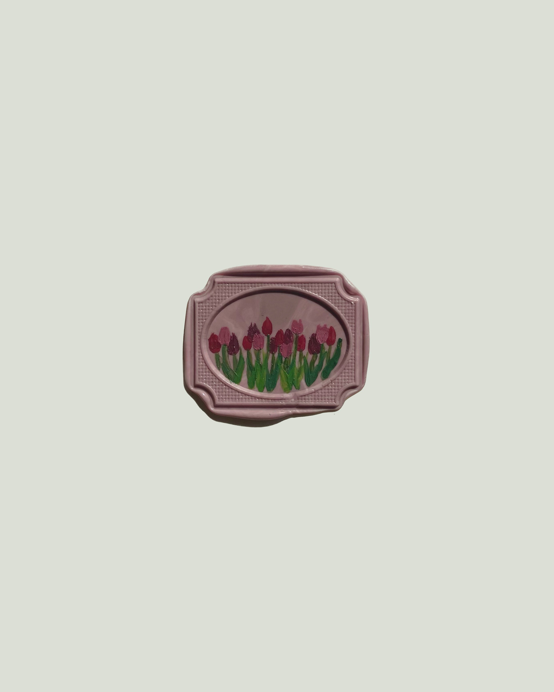 Tulips V, 2023. Acrylic on wax. 33mm x 22mm