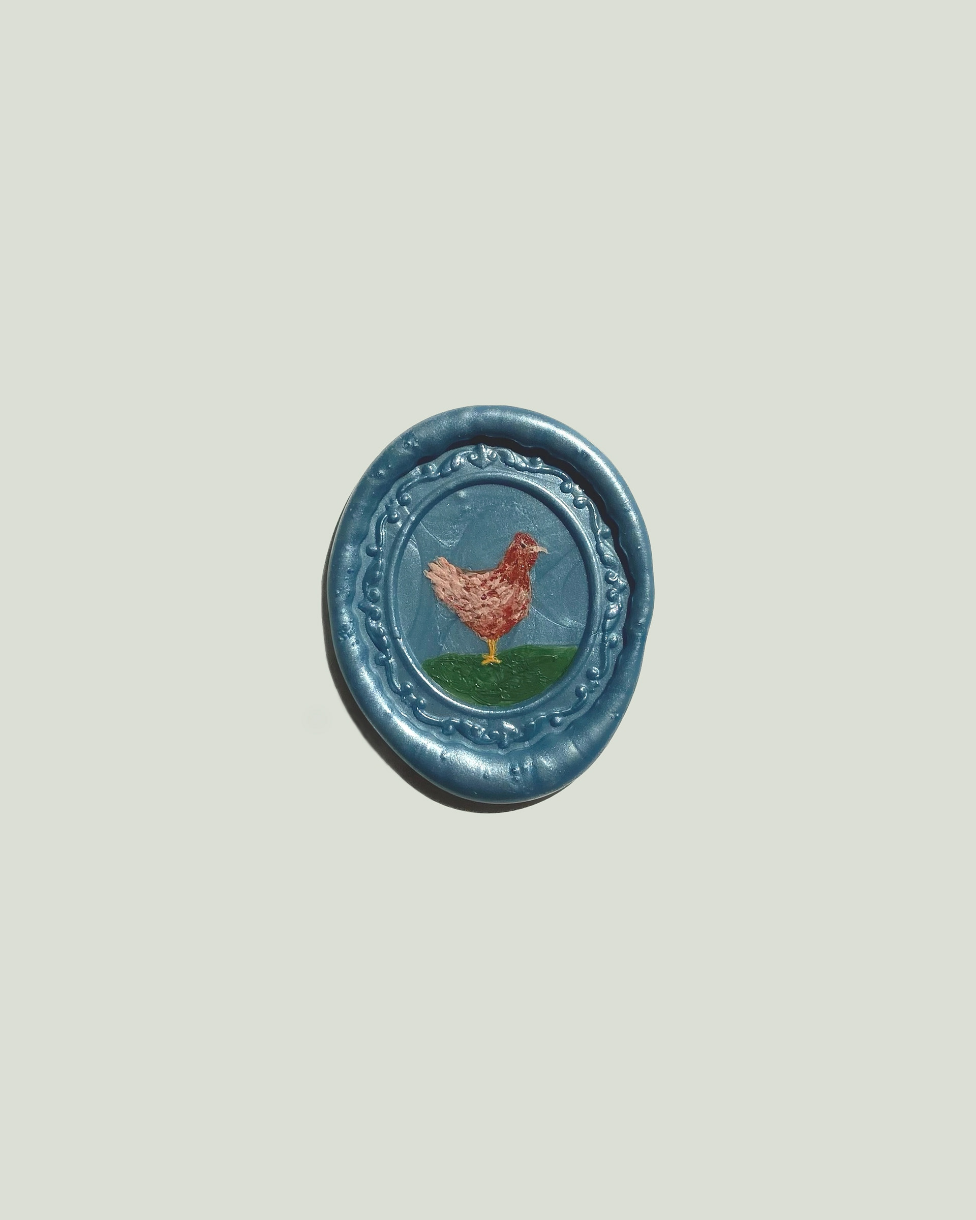 Chicken, 2023. Acrylic on wax. 35mm x 43mm